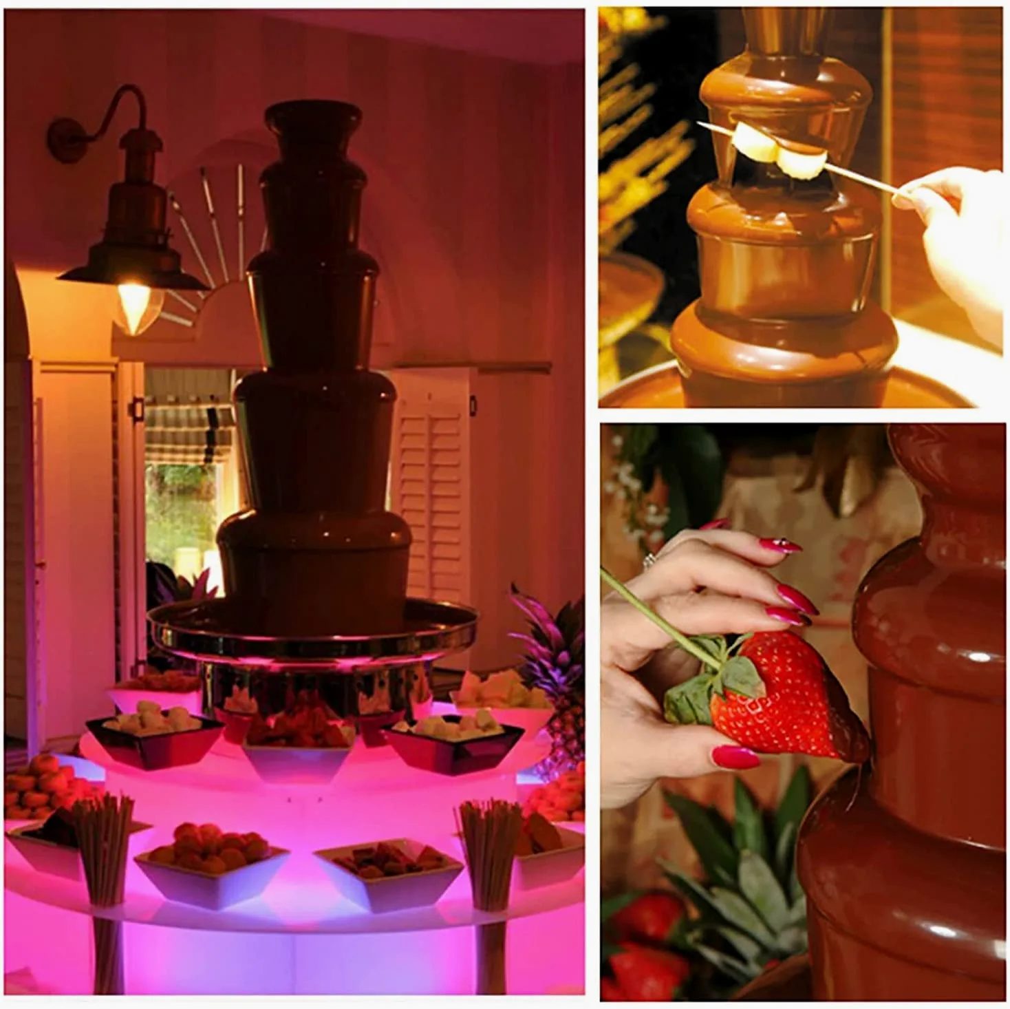 4/5/6/7 Livelli di Grande capacità Cascata di Cioccolato/Melting Pot, Macchina per Fontana di fonduta di Cioccolato Commerciale, per Feste di Compleanno, Feste di Matrimonio al Ristorante (4 Tier)