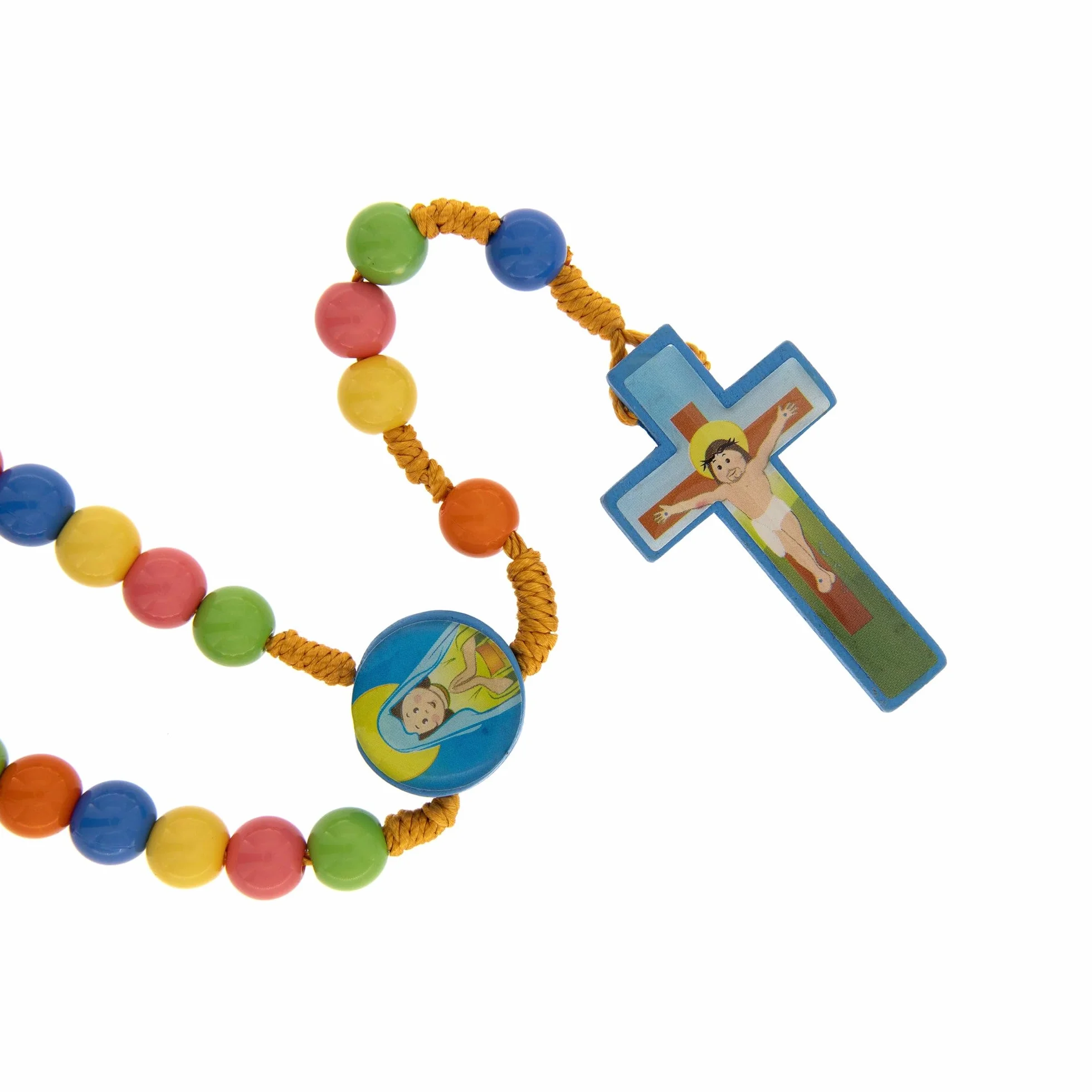 SHALOM - Corona In Legno Per Bambini, Grani 7 Mm Con Scatolina In Latta