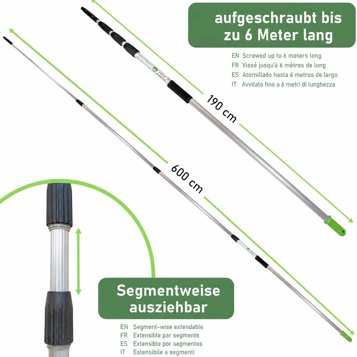 Bastone telescopico professionale Freeline Edizione, adatto a diversi accessori, 6 metri