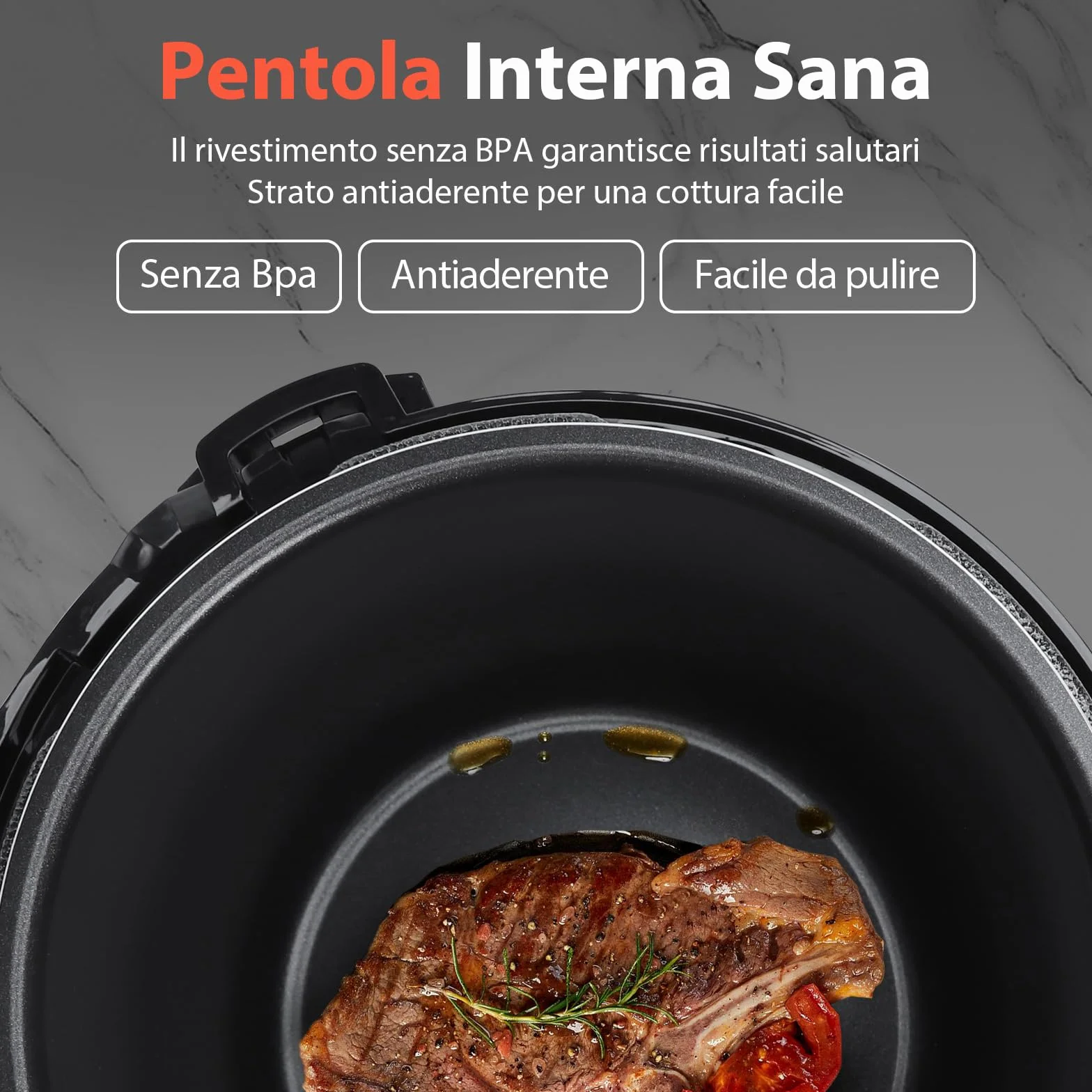 Aigostar Pentola a Pressione Elettrica 6L 1000W, 18 Programmi, 3 Livelli Pressione, Timer 24H, Mantieni Caldo, Display LED
