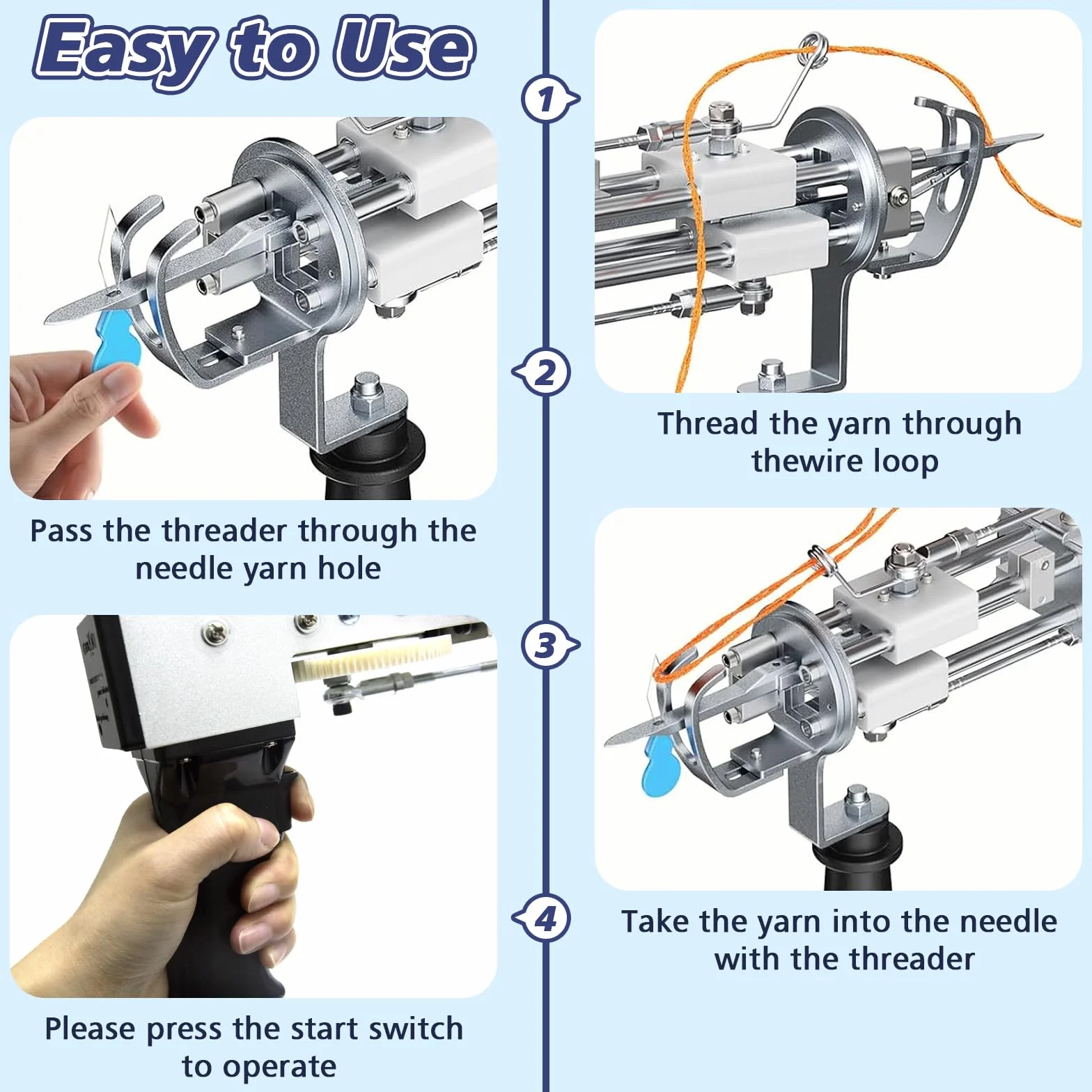 Pistola per tufting per tappeti con kit di tagliapaveti, kit di base con trimmer per tappeti, set di pistola per tufting per tappeti, pistola per tappeti 2 in 1 Cut & Loop Pile e tagliacapelli,