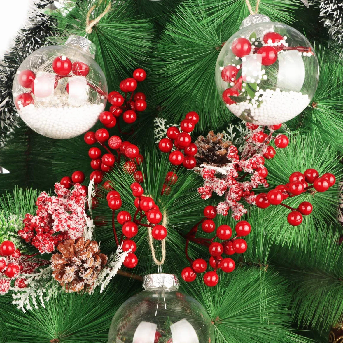 Fangoo 20 Pezzi Bacche Rosse Artificiali 18 cm Decorazione Albero di Natale