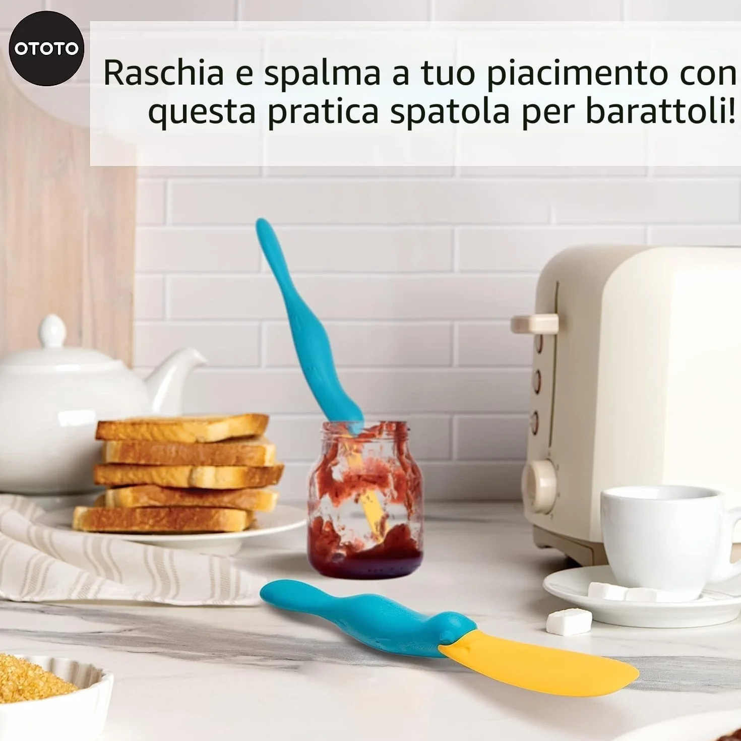 OTOTO Splatypus Spatola Silicone per Barattoli - Spatola Crepes Senza BPA, 100% Sicura per Alimenti