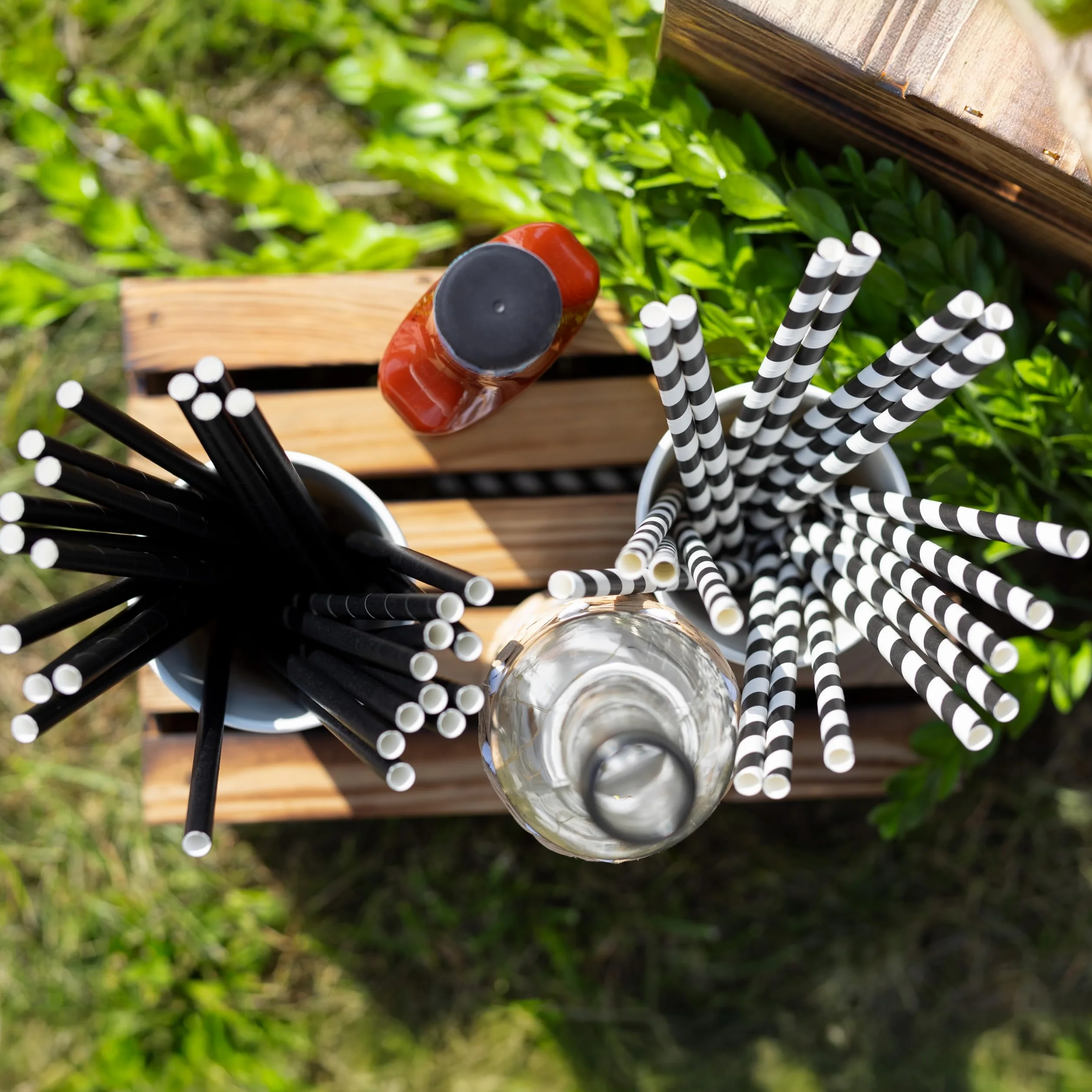 Love Nature Cannucce Cocktail 100 Pezzi - Cannucce Carta Bianco e Rosso - Cannuccia Ecologico
