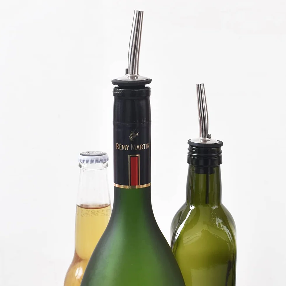 Versatori in acciaio inox 24 pezzi per bottiglie con beccuccio conico e tappi in gomma