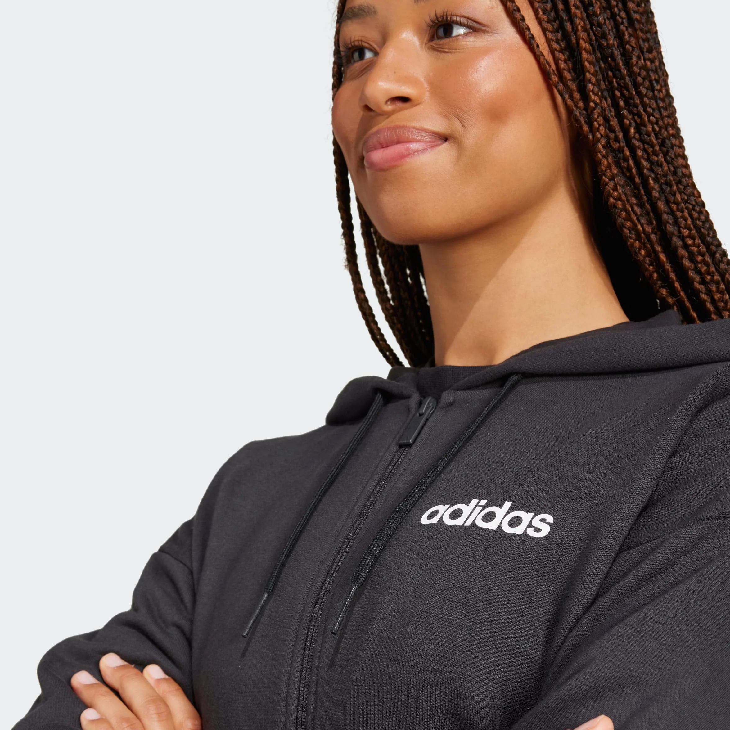 Adidas Donna Essentials Linear Full Zip French Terry Hoodie