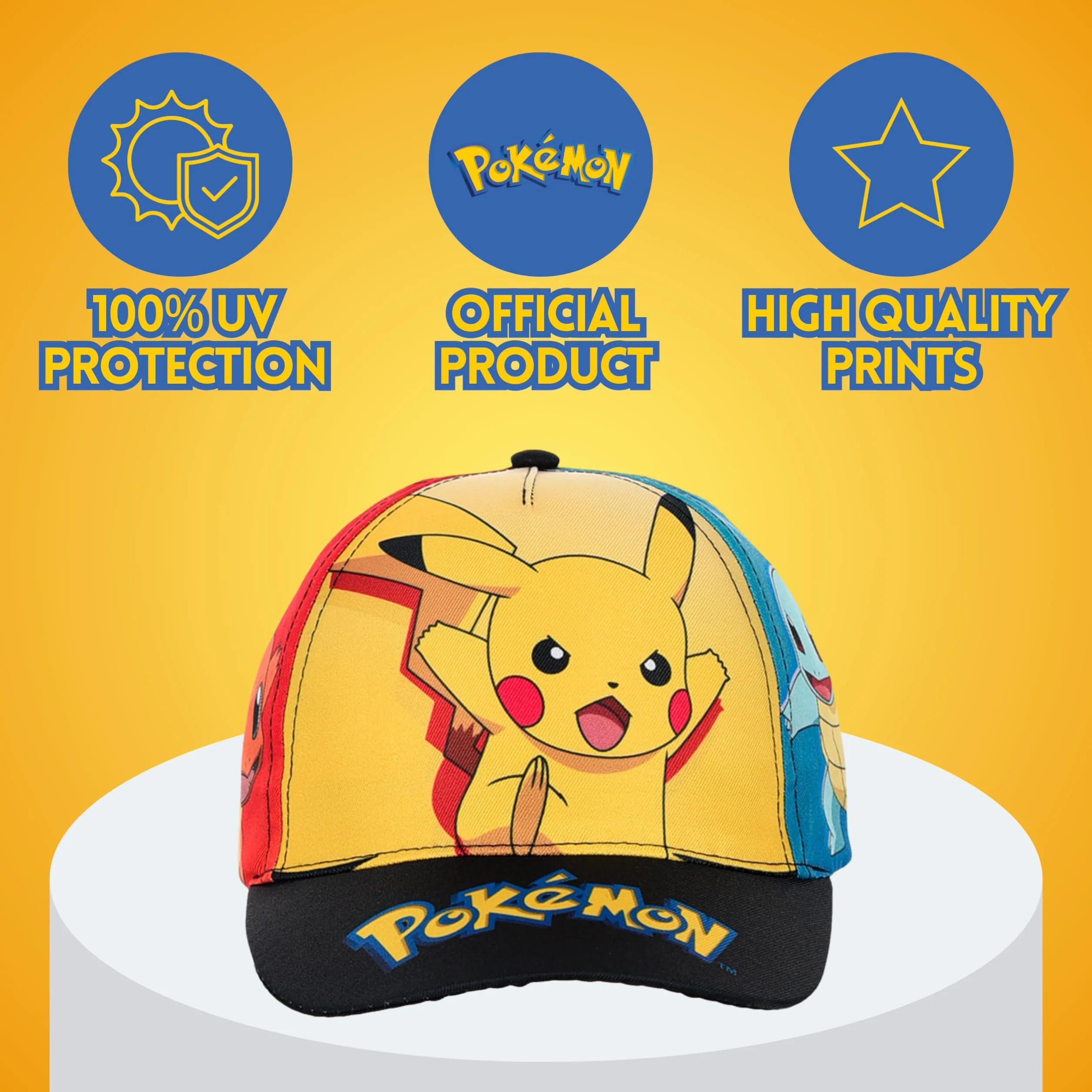 Pokémon Cappello Baseball per Ragazzi, Pikachu Bulbasaur Squirtle Charmander Eevee Berretto Estivo Design Classico per Bambini