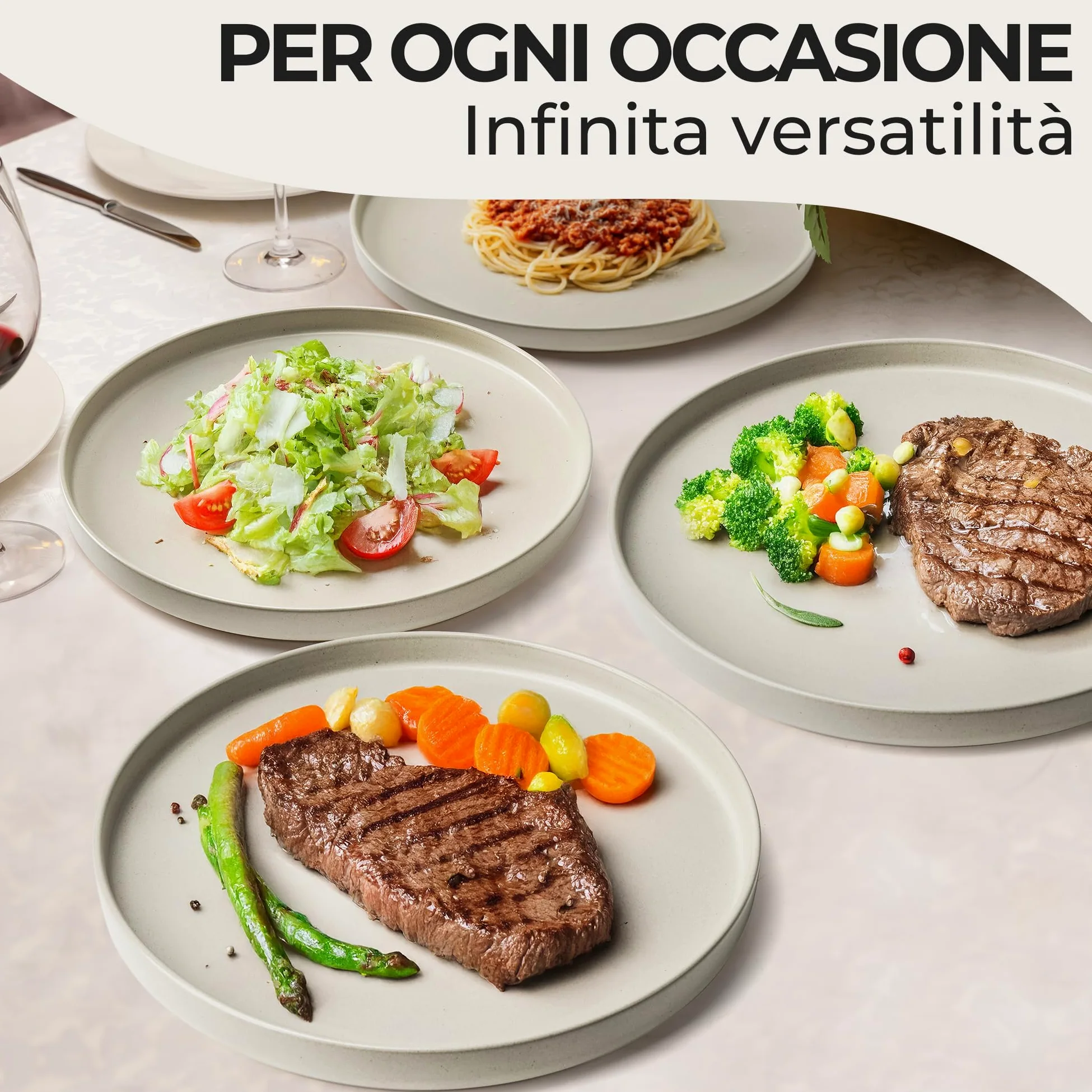MIAMIO - Set di stoviglie per 4 persone/Set di stoviglie in pietra da 12 pezzi in beige/Lavastoviglie e microonde - Collezione Sierra (chiaro, (12x))