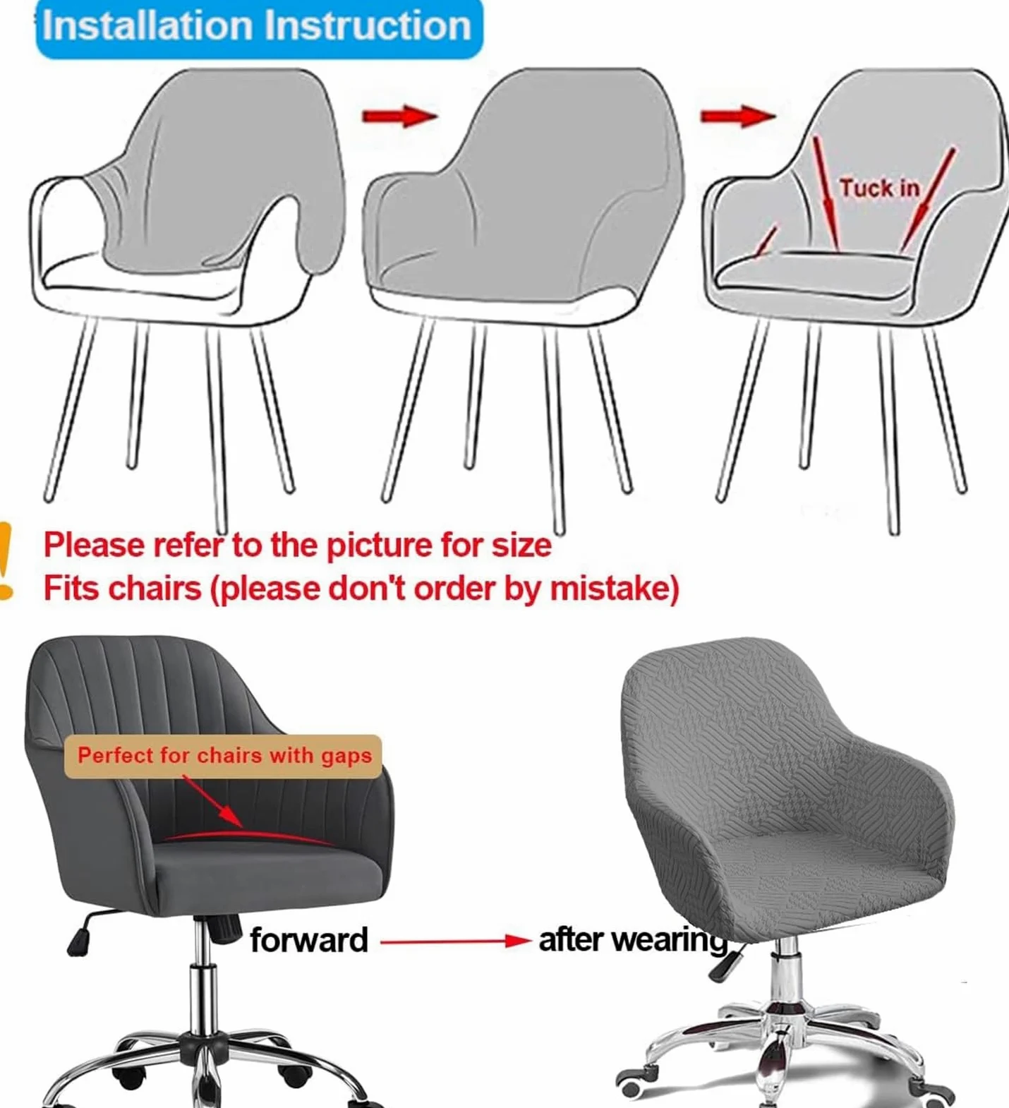 Set di 1/2/4 fodere elastiche per sedia da ufficio con braccioli, schienale curvo, design girevole, perfette per la casa e l'ufficio
