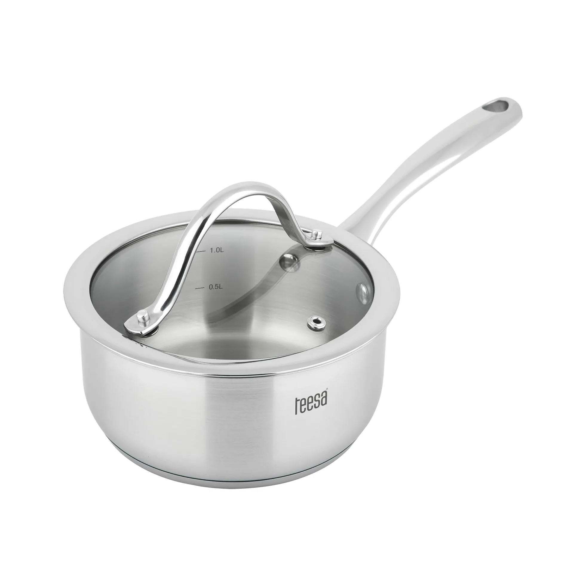 Teesa Set di pentole da 6 pezzi COOK EXPERT MASTER in acciaio inossidabile tipo 18/10 pratico misurino per tutti i tipi di pentole TSA0141