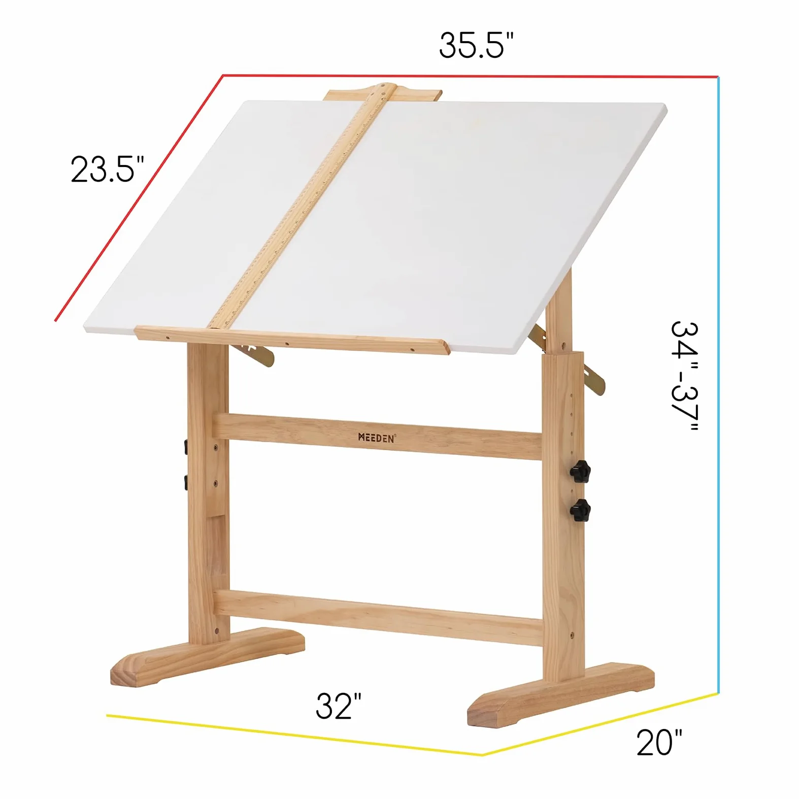 MEEDEN Set di da disegno e sgabello, altezza regolabile, sgabello da artista e tavolo per artigianato, tavolo inclinabile di scrivania da disegno, perfetto per scrittura