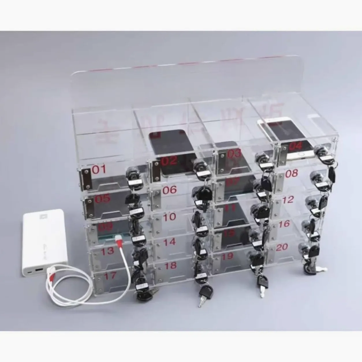 Mobile contenitore per cellulari Mobile contenitore in acrilico con 6-60 scomparti per cellulari Installazione a parete(15)