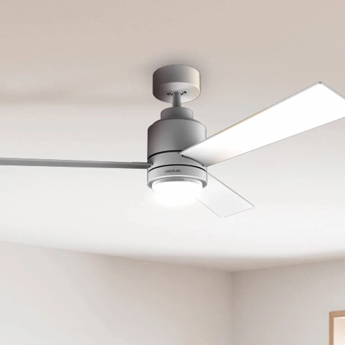 Cecotec Ventilatore da soffitto con luce EnergySilence Aero 4850 Style White. 30 W, diametro 48" con 3 pale, telecomando, motore DC, 6 velocità, modalità Winter-Summer e Natural Breeze