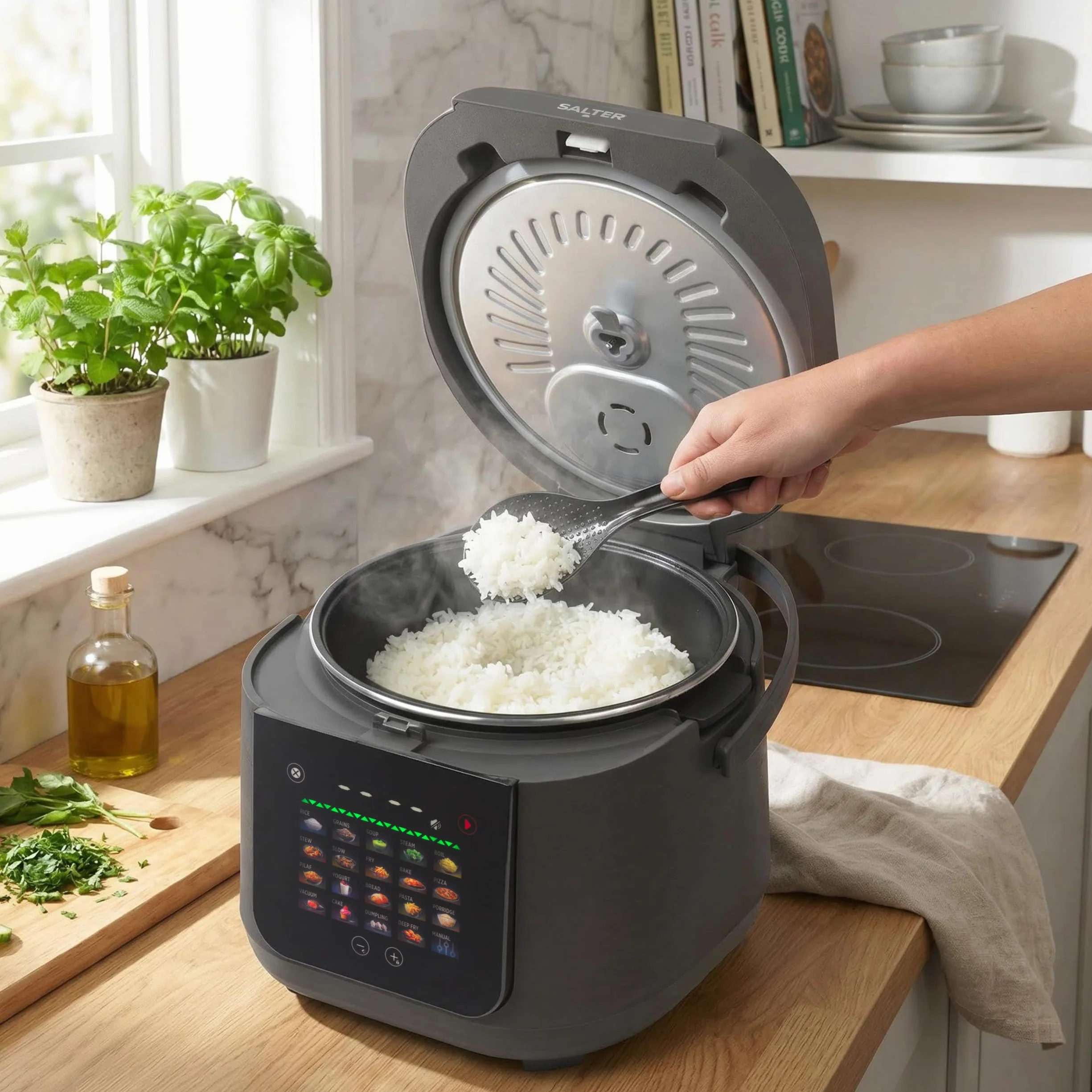 Salter Multicooker 5 Litri 20 Programmi Mantieni Caldo 12 Ore Rivestimento Antiaderente Senza PFAS 860W