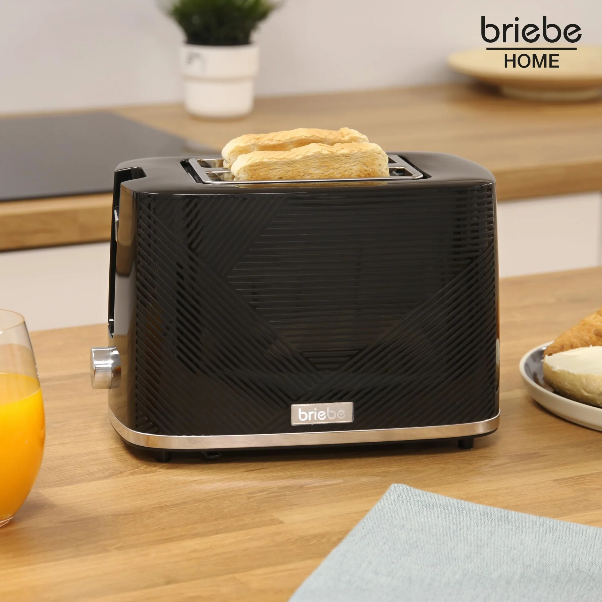 briebe Elegance, Set tostapane con fessura larga 2 fette + bollitore d'acqua elettrico 1,7 l senza fili 2200 W, senza BPA + caffettiera a goccia con filtro 10 tazze 1,25 l, set colazione design