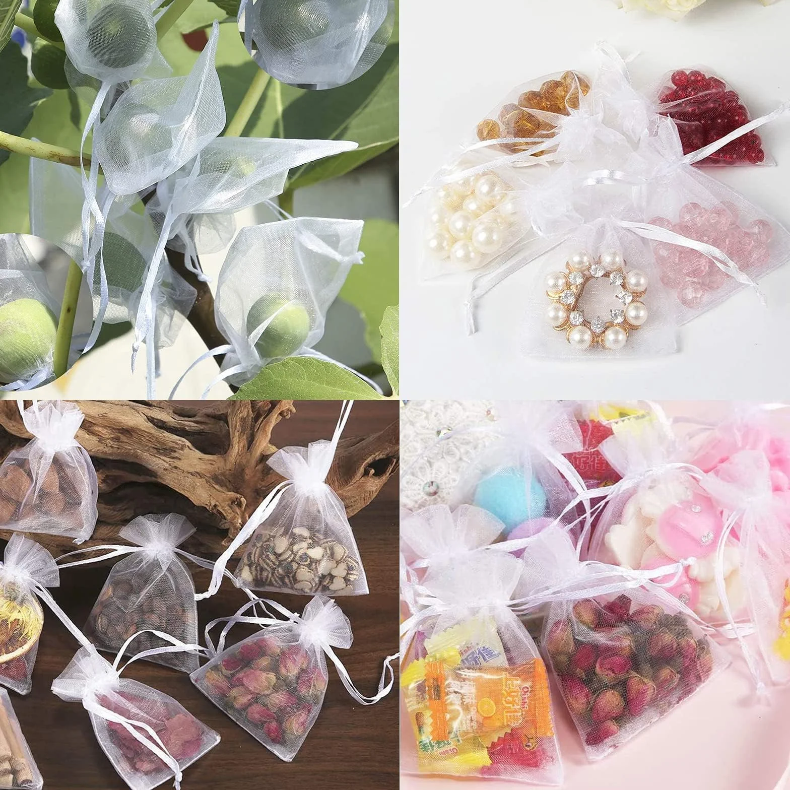 Carehabi sacchetti per confetti in organza 7 x 9 cm, bustine regalo per matrimonio, bomboniere nuziali