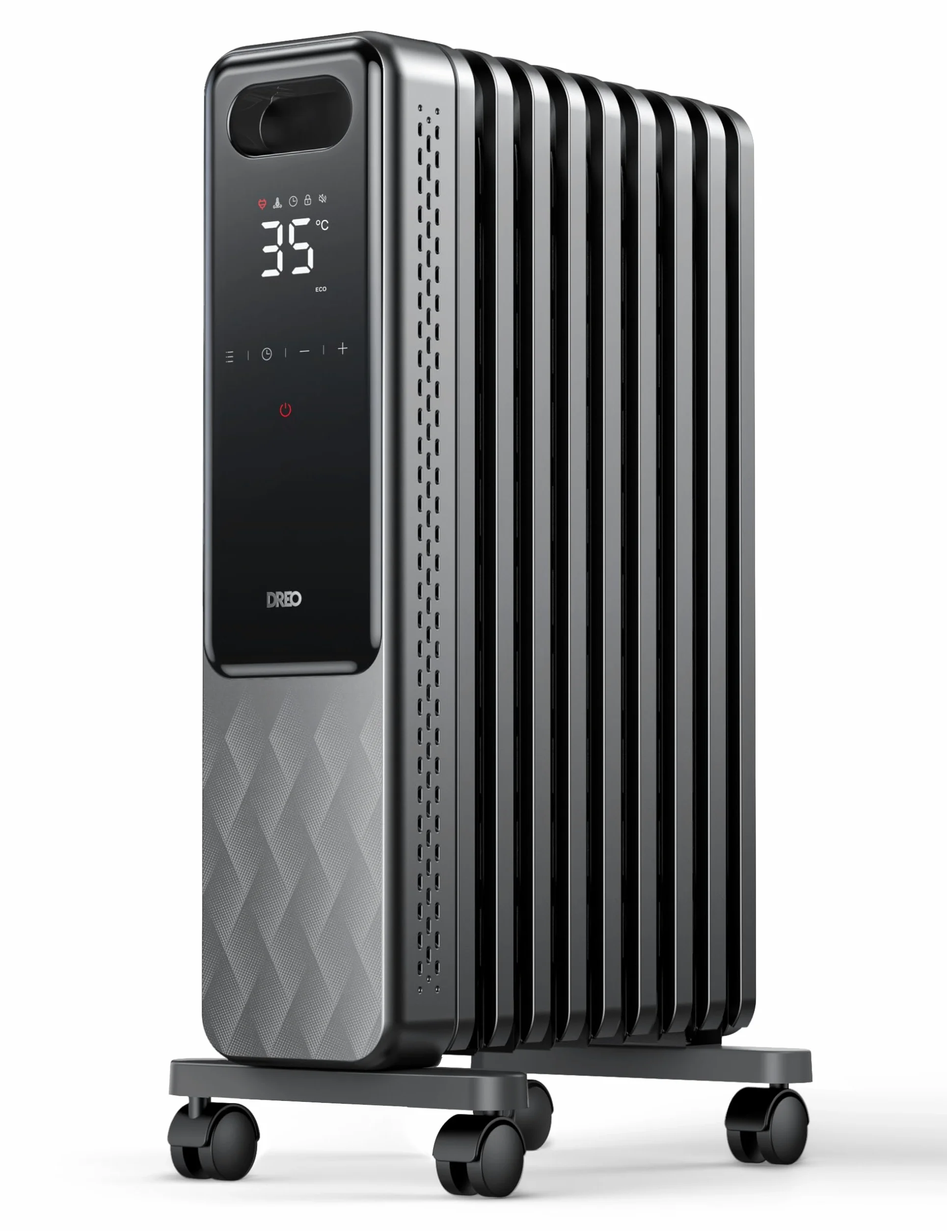 DREO Radiatore Elettrico Basso Consumo 2000W, Radiatore ad Olio 9 Elementi con Telecomando, 3 Livelli, 4 Modalità, Timer 24h, Protezione Surriscaldamento e Ribaltamento, Riscaldatore con Termostato