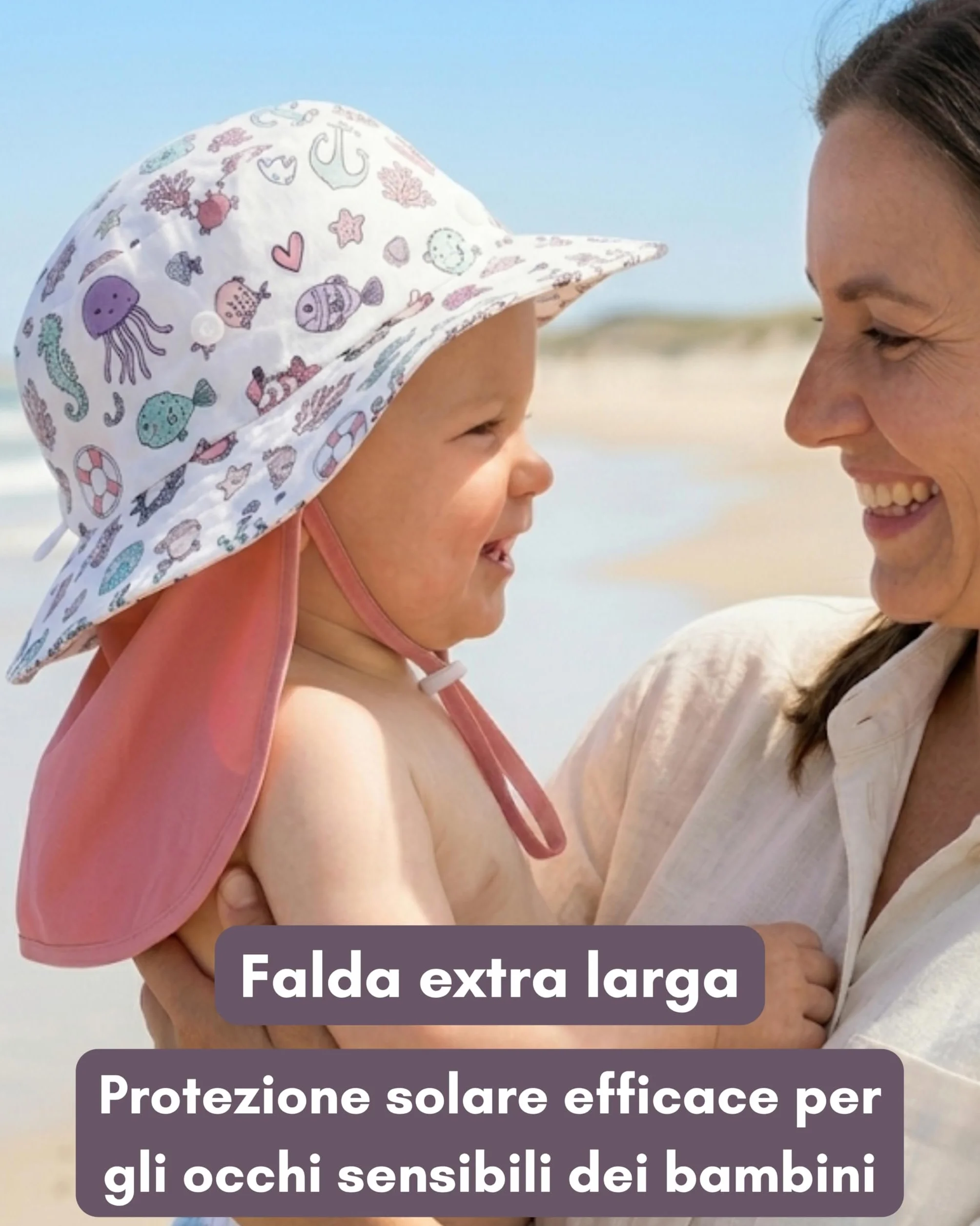 HECKBO Cappello Bambino UPF 50+ Cotone Dinosauro Sirena 6-24 Mesi