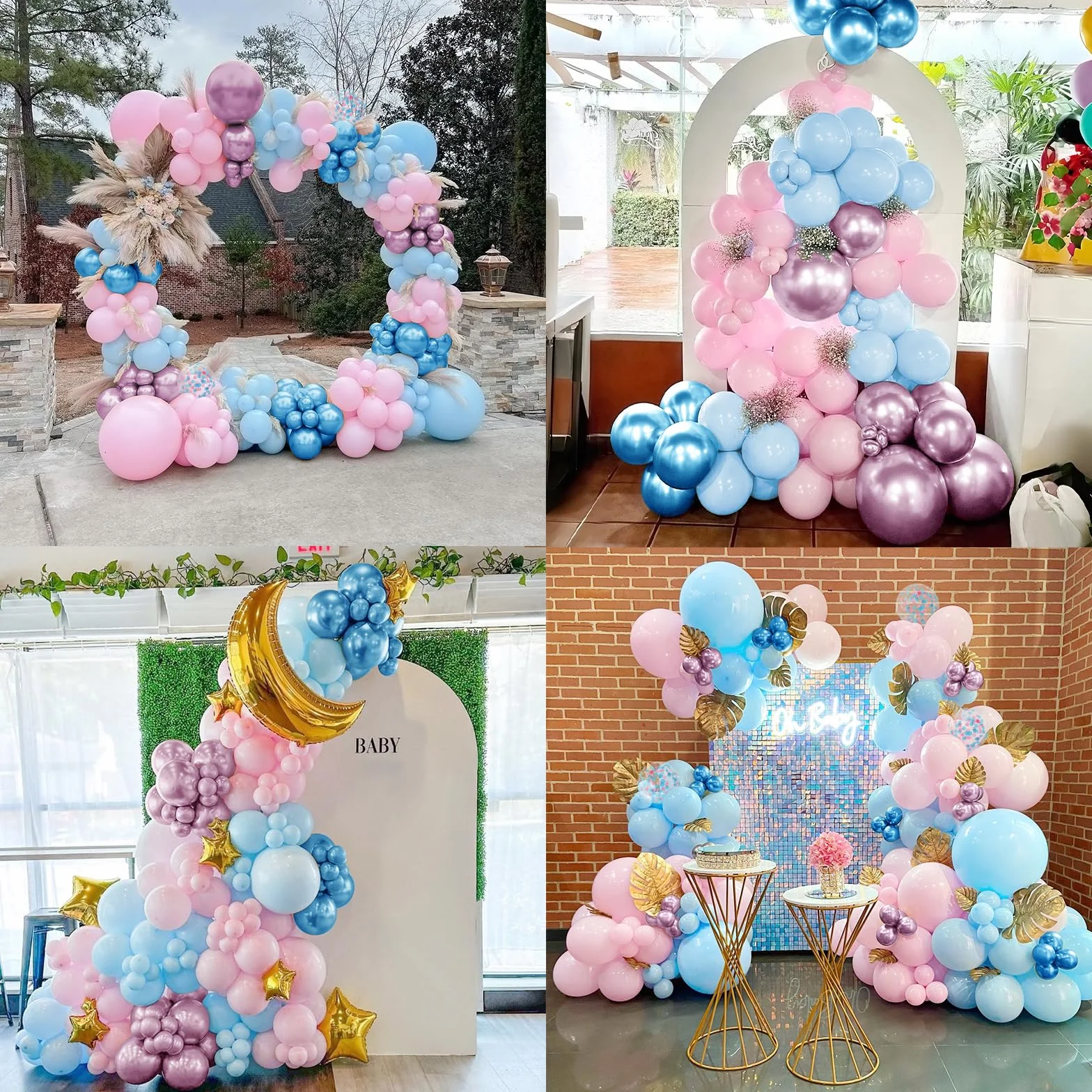 Palloncini Rosa Blu Pastello, 60 Pezzi 12 Pollici Macaron Azzurro Metallizzato Rosa Coriandoli Palloncini per Gender Reveal Bambino Compleanno Battesimo Cresima Laurea Partito Decorazione Festa