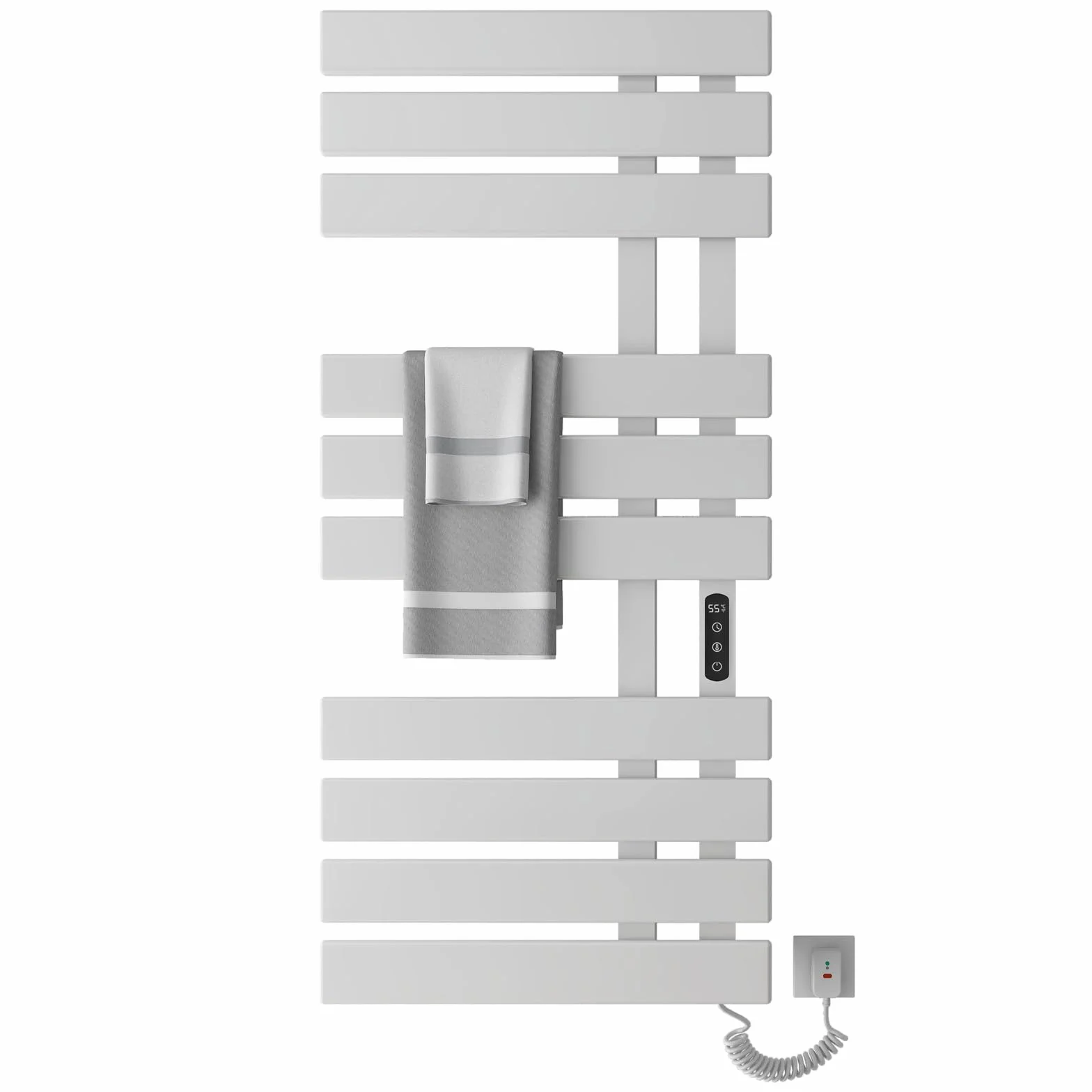 Scaldasalviette Elettrico, Termostato WiFi Smart Scaldasalviette, per Alexa e Google Home e APP, 500x1100 mm, Portasciugamani elettrico, Scaldasalviette Elettrico Bagno Basso Consumo-WIFI White Right
