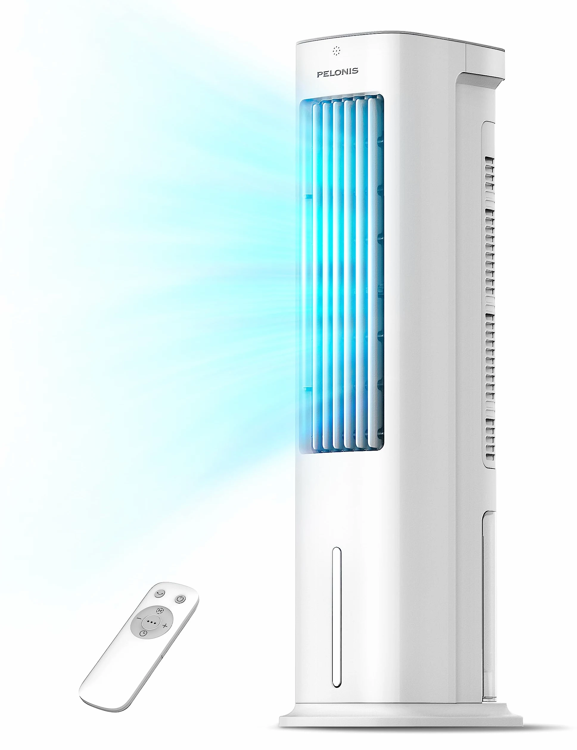 PELONIS Raffreddatore d'Aria a Evaporazione, Climatizzatore Mobile, 5L con Telecomando, 355m³/h, Senza Tubo di Scarico