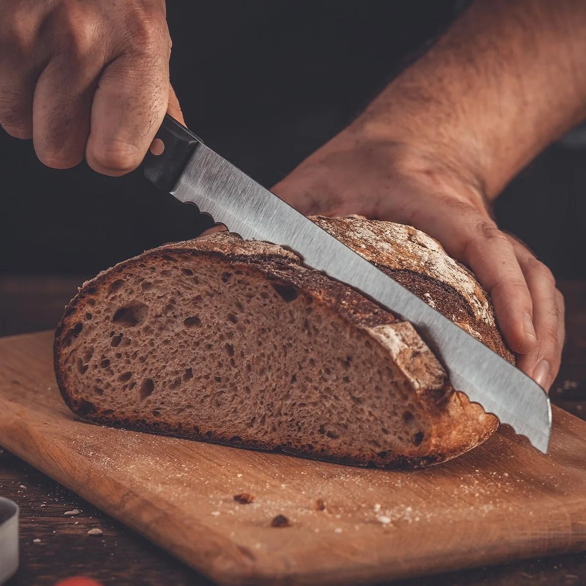 Nirosta Coltello per Pane Lama Seghettata 19,5 cm Acciaio Inox Cucina Triplo Rivetto Impugnatura Ergonomica