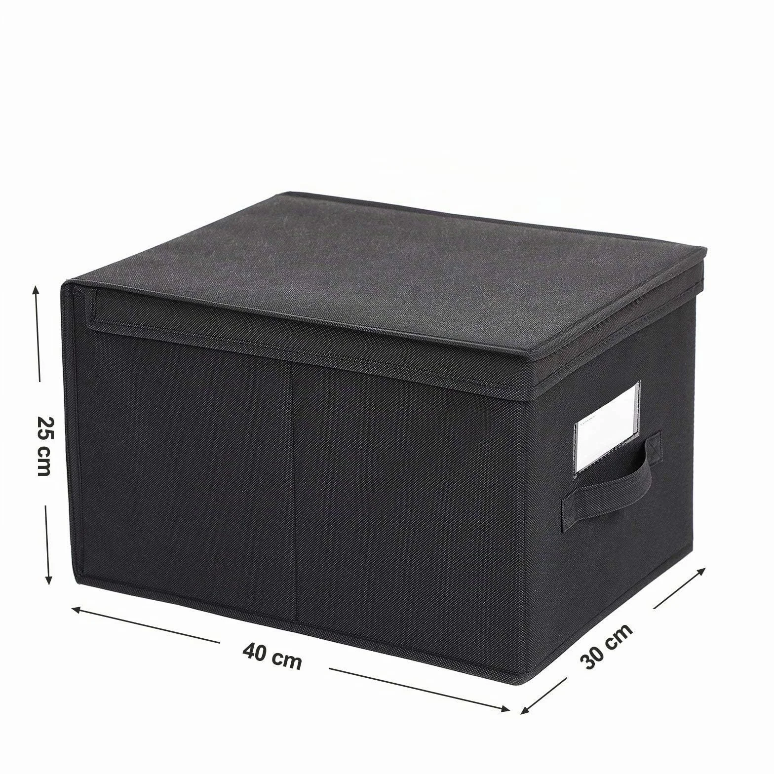 SONGMICS Set di 3 Contenitori Portaoggetti in Tessuto Non Tessuto con Coperchi 40x30x25 cm Nero RFB03H