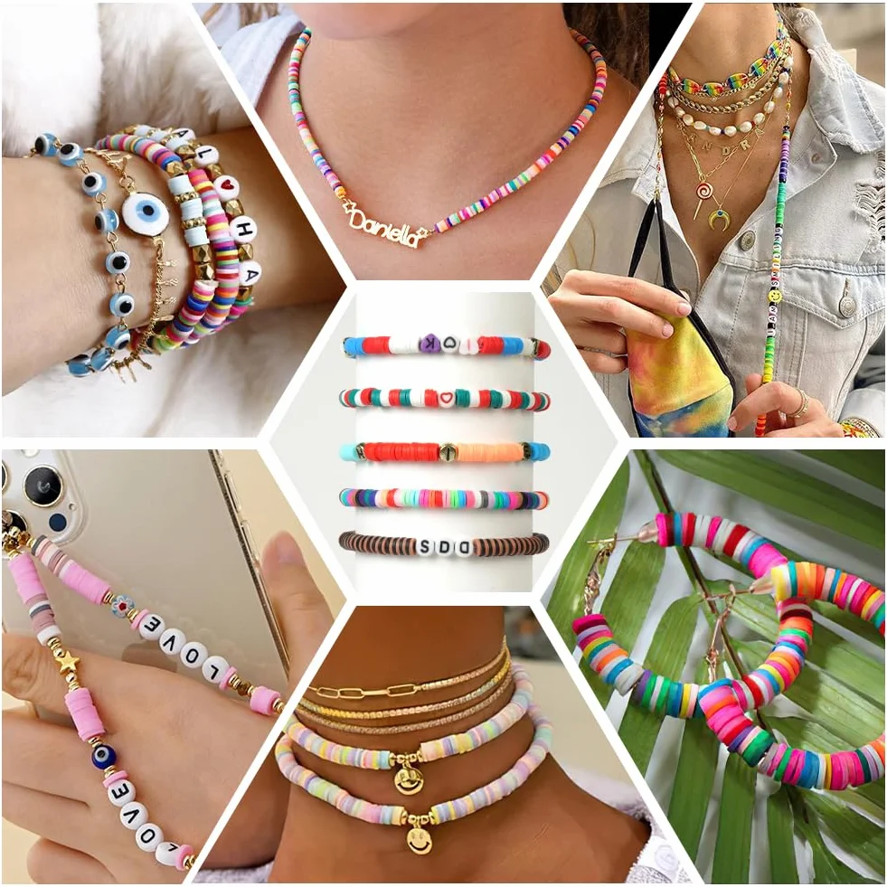 Vicloon Perline di Argilla 6mm 4500Pcs Kit 24 Colori per Braccialetti, Collana, Orecchini Fai Da Te