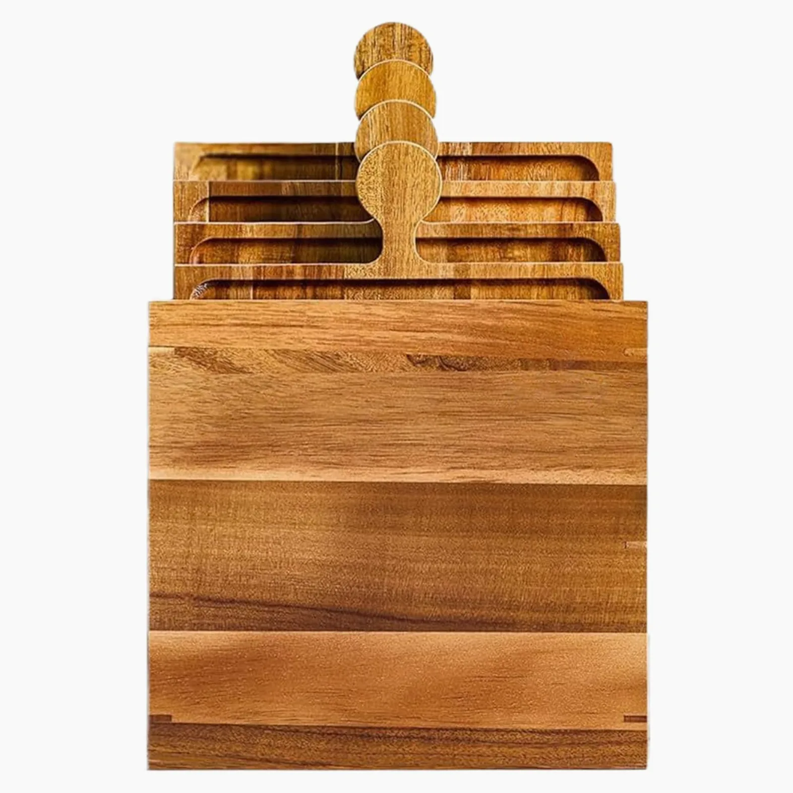 Charcuterie Board - 4-Piece Interlocking Wooden Serving Platter, Multi-Function Food Presentation Set with Sturdy Bamboo Construction, Ideal for Family Hostess Kitchen Party Wedding Holiday Apartment