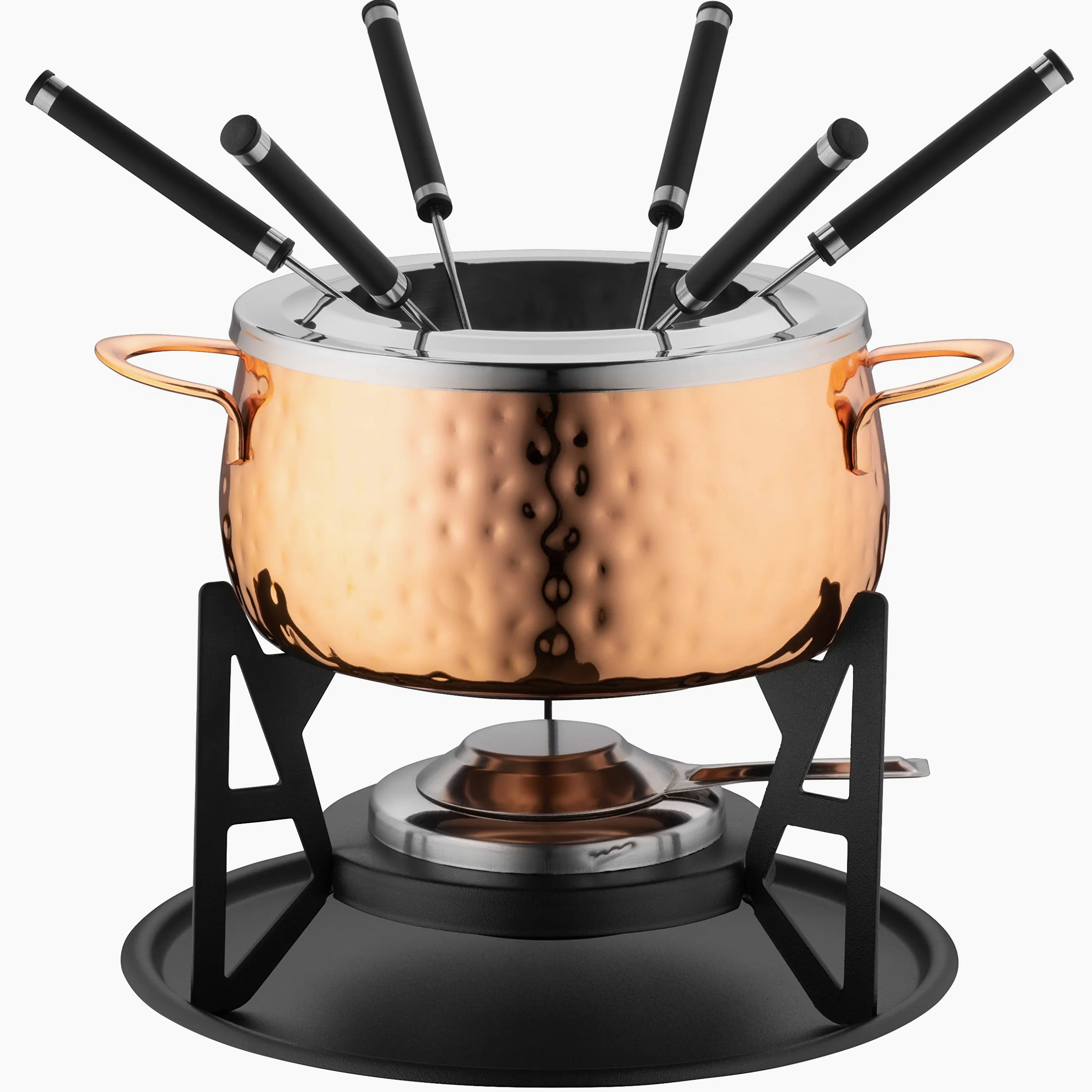 MÄSER 931931 6 Persone, Ideale Carne, Set da 11 Pezzi Rame, con forchette bruciatore per fonduta, in Bella Confezione Regalo, Acciaio Inossidabile