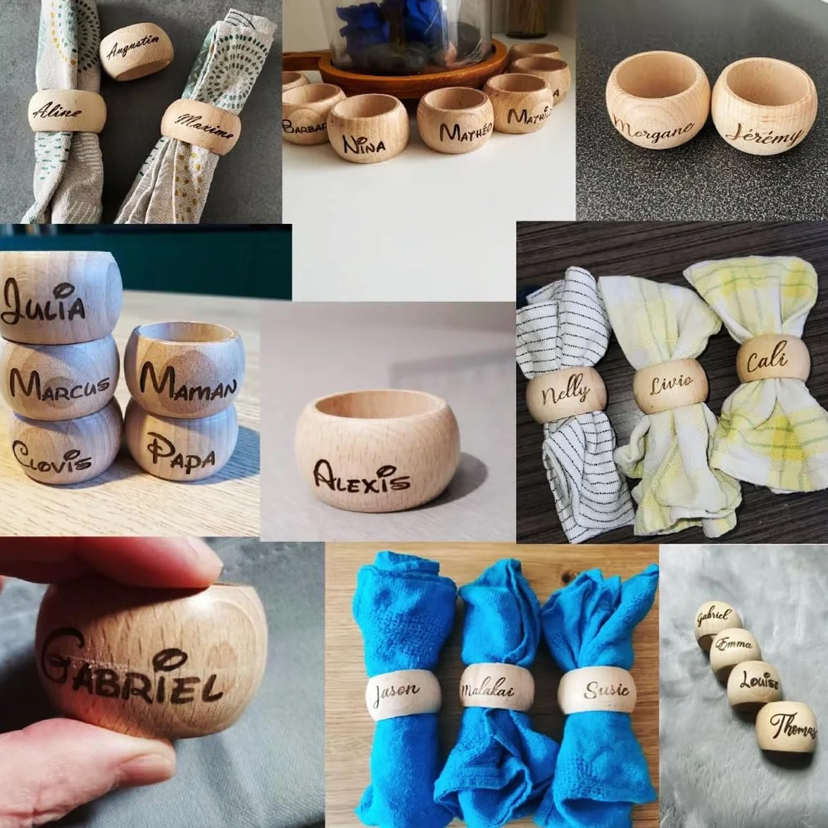 Portatovaglioli In Legno Personalizzati Con Nome, Portatovaglioli Nuziali Personalizzati, Bomboniere Rustiche, Festa Di Battesimo Di Natale, Decorazioni For La Tavola Da Cucina, Accessori