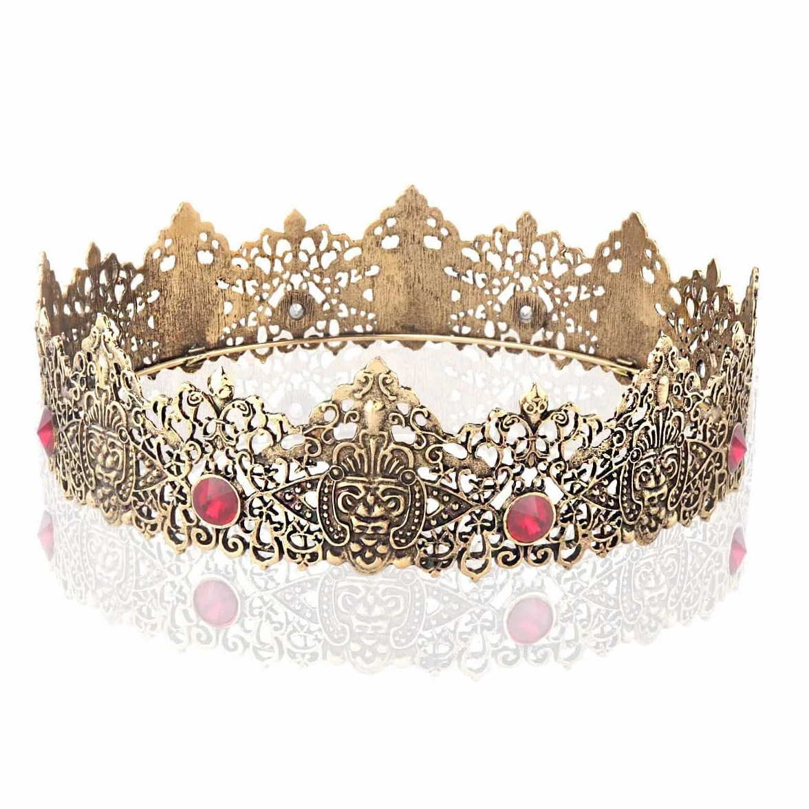 King Men Gold Tiara Corona Imperiale Medievale Cristallo Matrimonio Halloween
