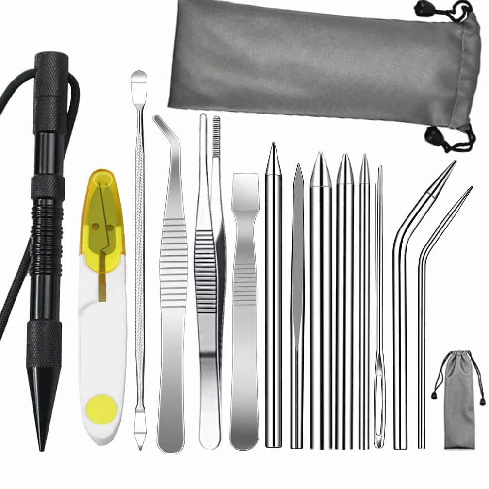 WANGCL Set 14 Aghi Paracord FID Accessori Punta Marlin Dado Prolunga Acciaio Inox Nero