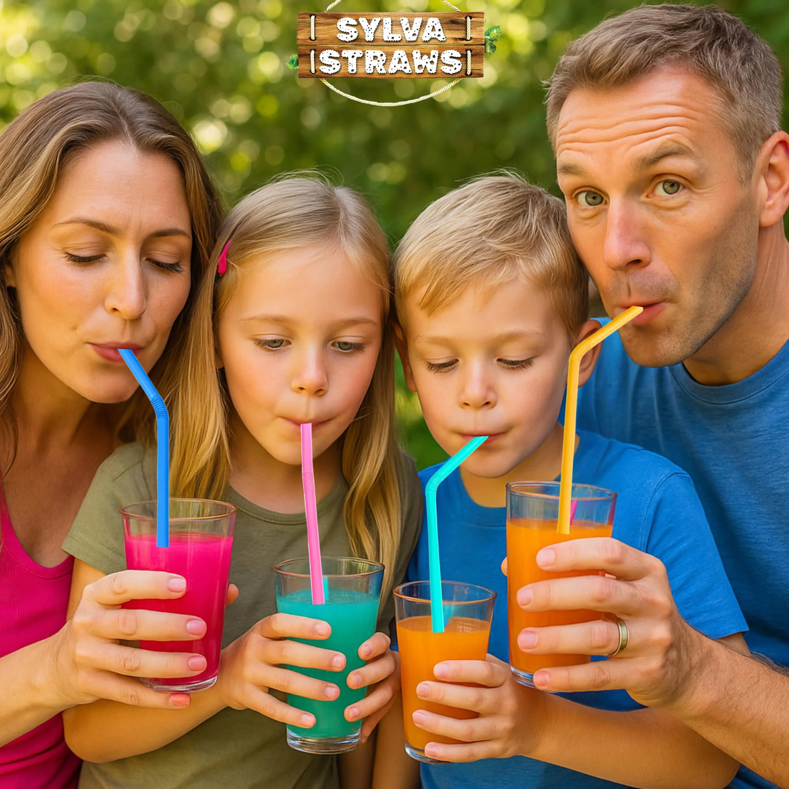 SYLVA 100 cannucce flessibili multicolore pieghevoli – Cannucce di canna da zucchero per cocktail, frullati, frappè – Cannucce in fibra naturale di canna da zucchero, cannucce robuste per bevande