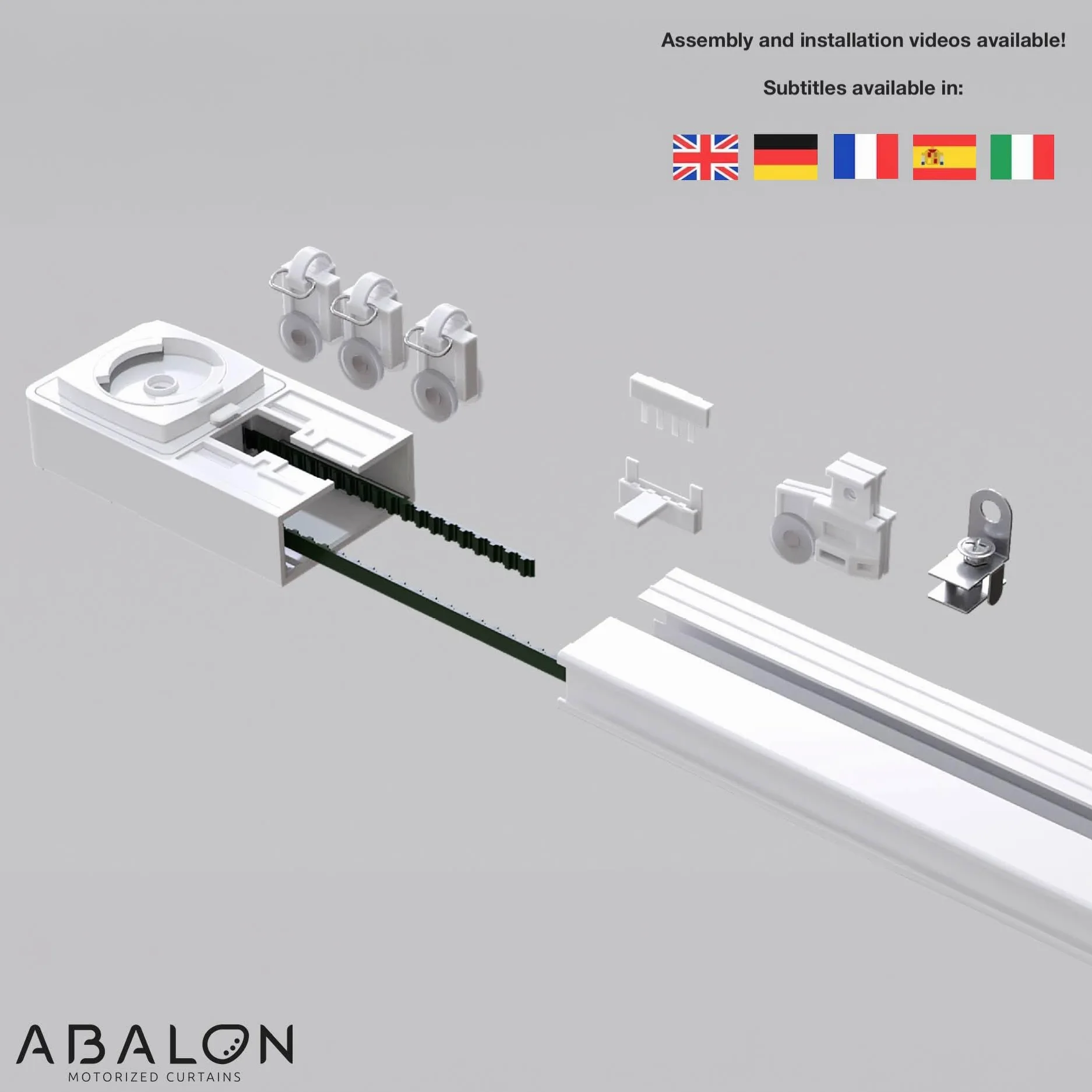 ABALON Binario Motorizzato per Tende, Motore WiFi Compatibile con Alexa, Google Home e App Mobile Tuya Smart, Telecomando, Larghezza fino a 3 metri, Bianco