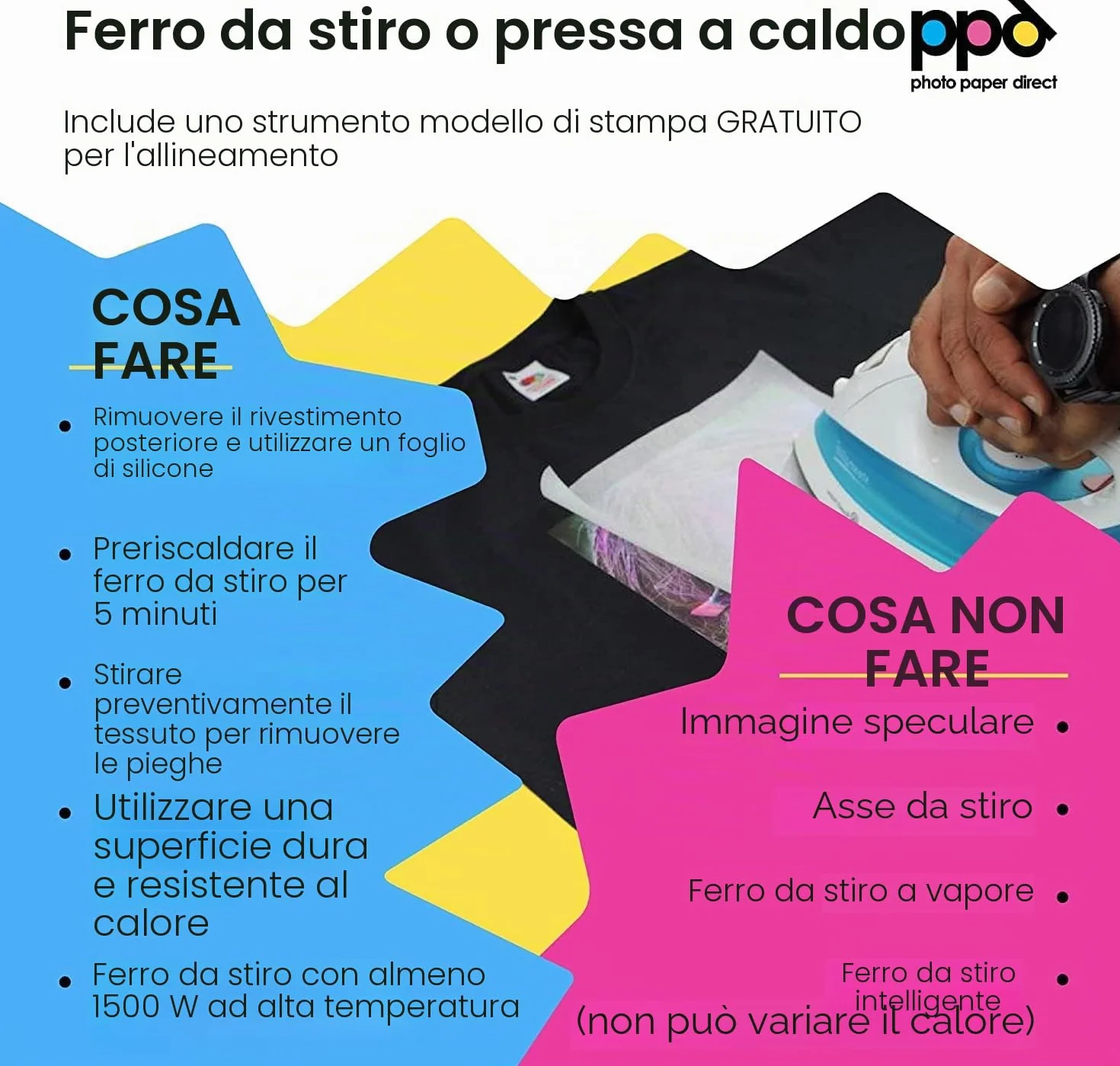 PPD A4 5 Fogli Di Carta Trasferibile Termoadesiva Professionale Inkjet - Tessuti Scuri - PPD-4-5