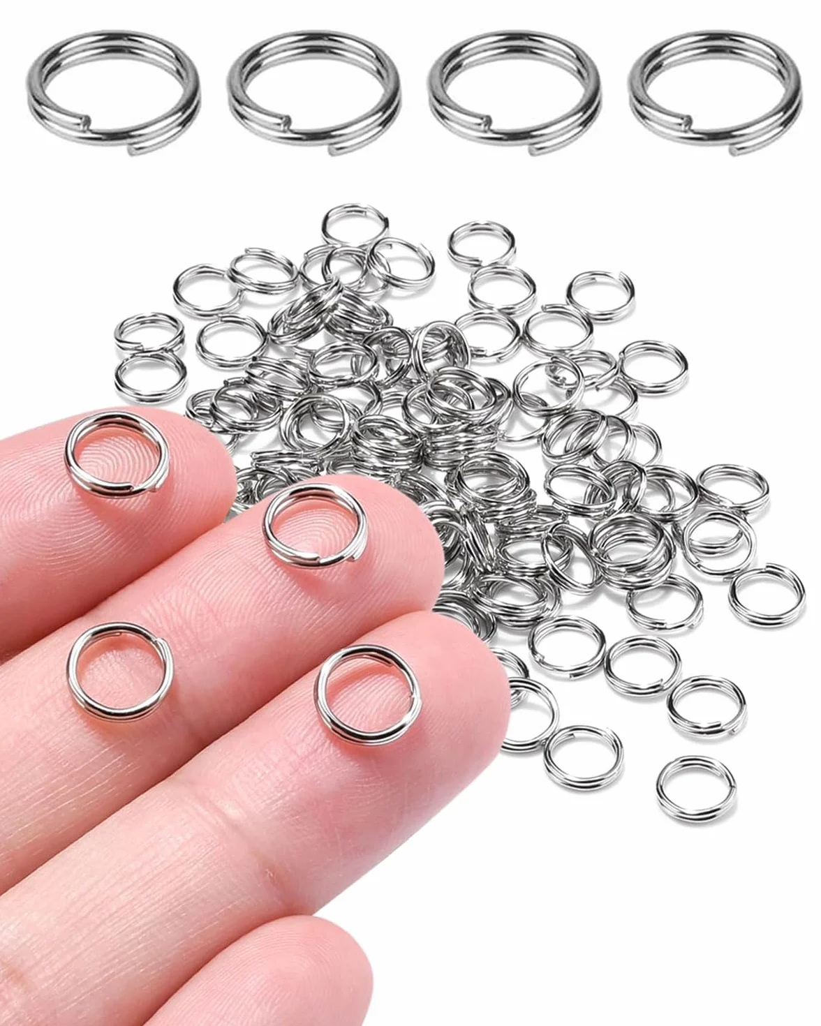 100 pezzi portachiavi 12/15/20 mm piccoli portachiavi in acciaio inox anelli divisori in argento per gioielli, chiavi, decorazioni fai da te (15 MM)