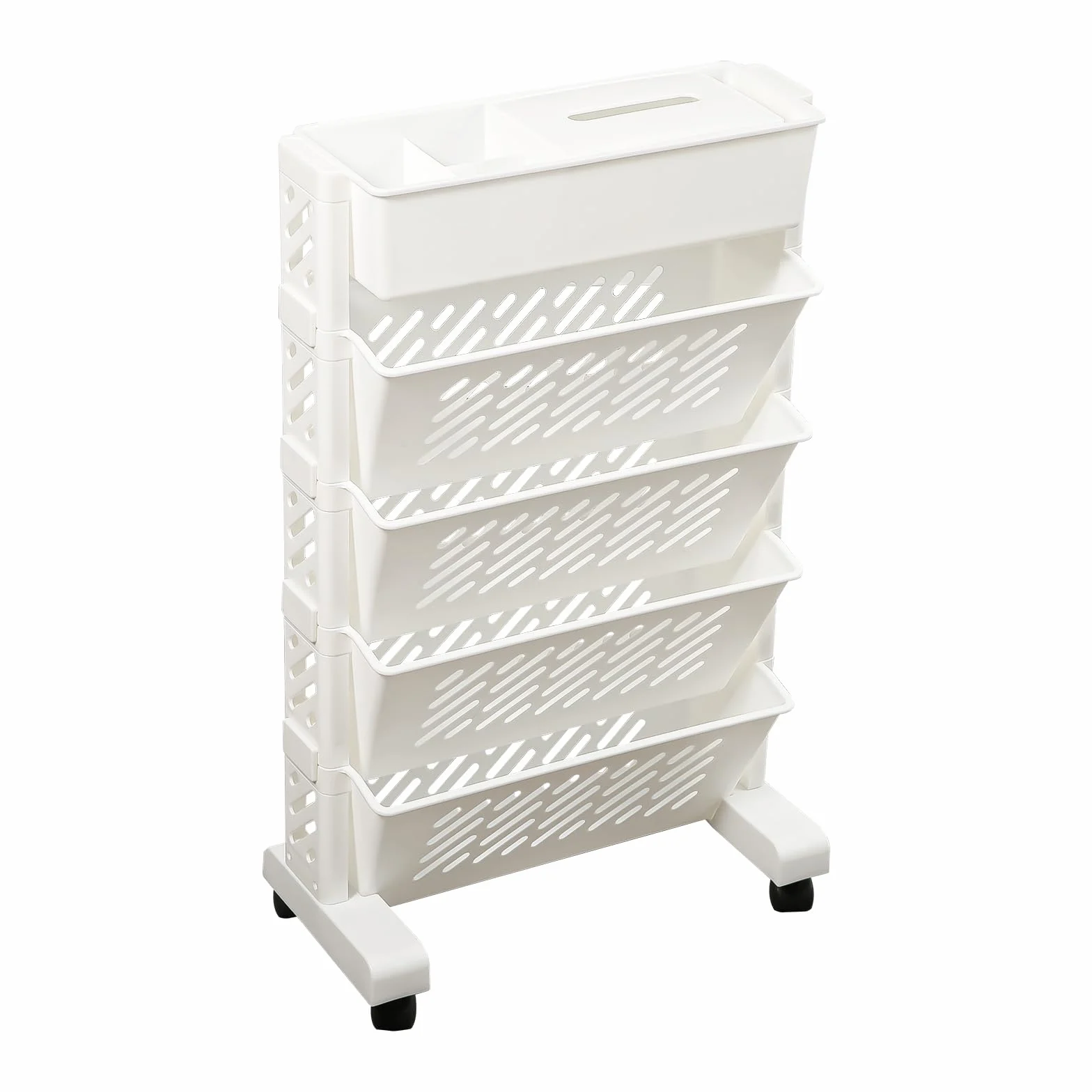 Carrello Scaffale Mobile, Carrello Scaffale con Ruote Scaffale con Ruote, Staccabile Scaffale Mobile Carrello Portaoggetti Laterale al Tavolo per Ufficio Casa Aula Dormitorio Organizzazione