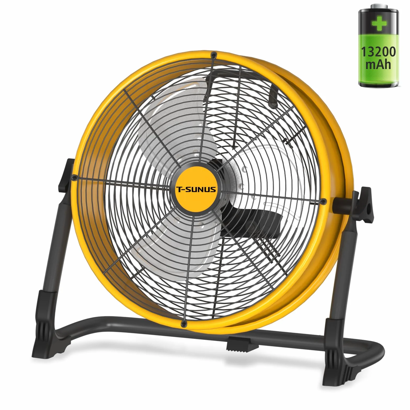 T-SUNUS Ventilatore da Pavimento Silenzioso, Ventilatore Industriale da Pavimento Potente, Ricaricabile tramite USB, Regolazione continua della Velocità per Magazzino Officina Fabbrica Campeggio