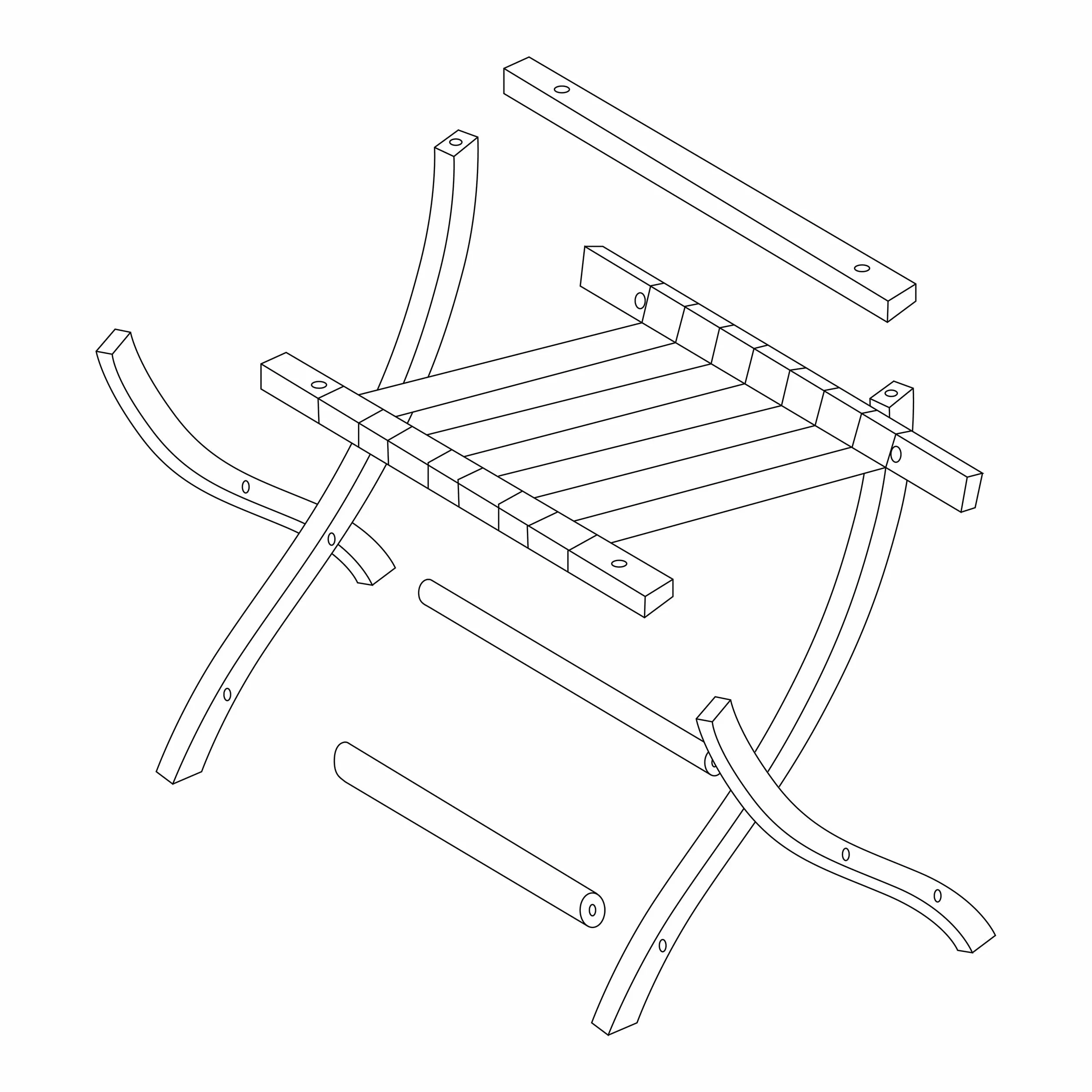 Relaxdays Portavaligie da Camera Stand Reggivaligia in Legno Pieghevole 75x60x41 cm Nero