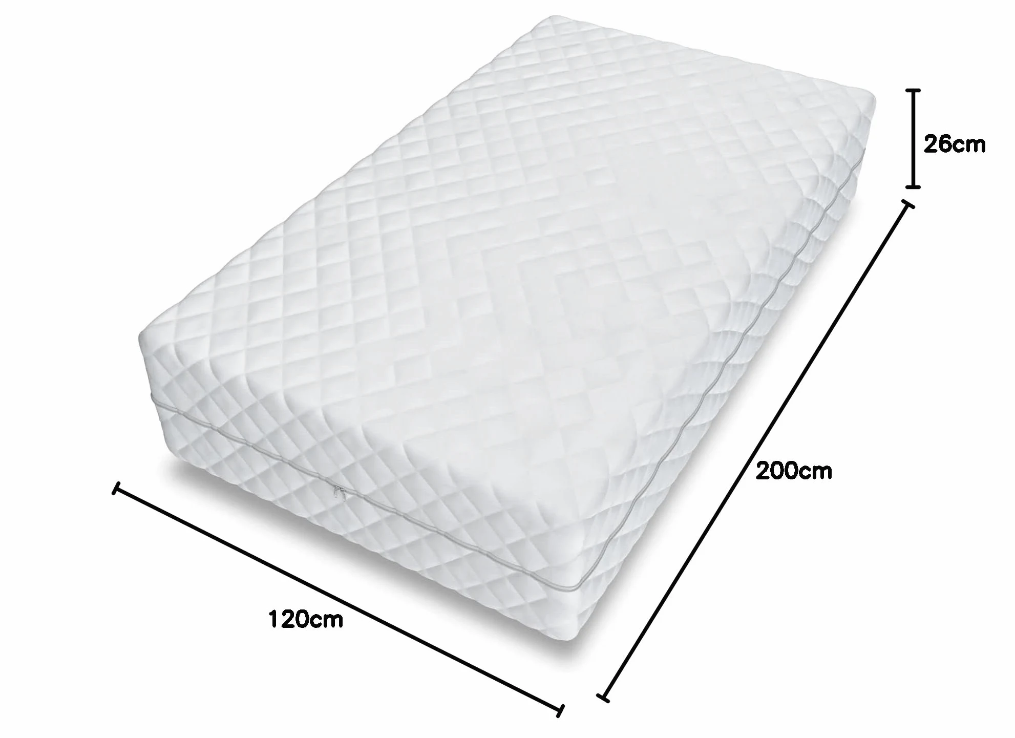 FDM HOME MAX DOUBLE Materasso una Piazza e Mezza 120x200 cm Alto 26 cm Materasso a Molle Insacchettate Grado di Rigidità H3 H5 Due Lati 7 Zone di Comfort Strato di Cocò OEKO-TEX Anallergic