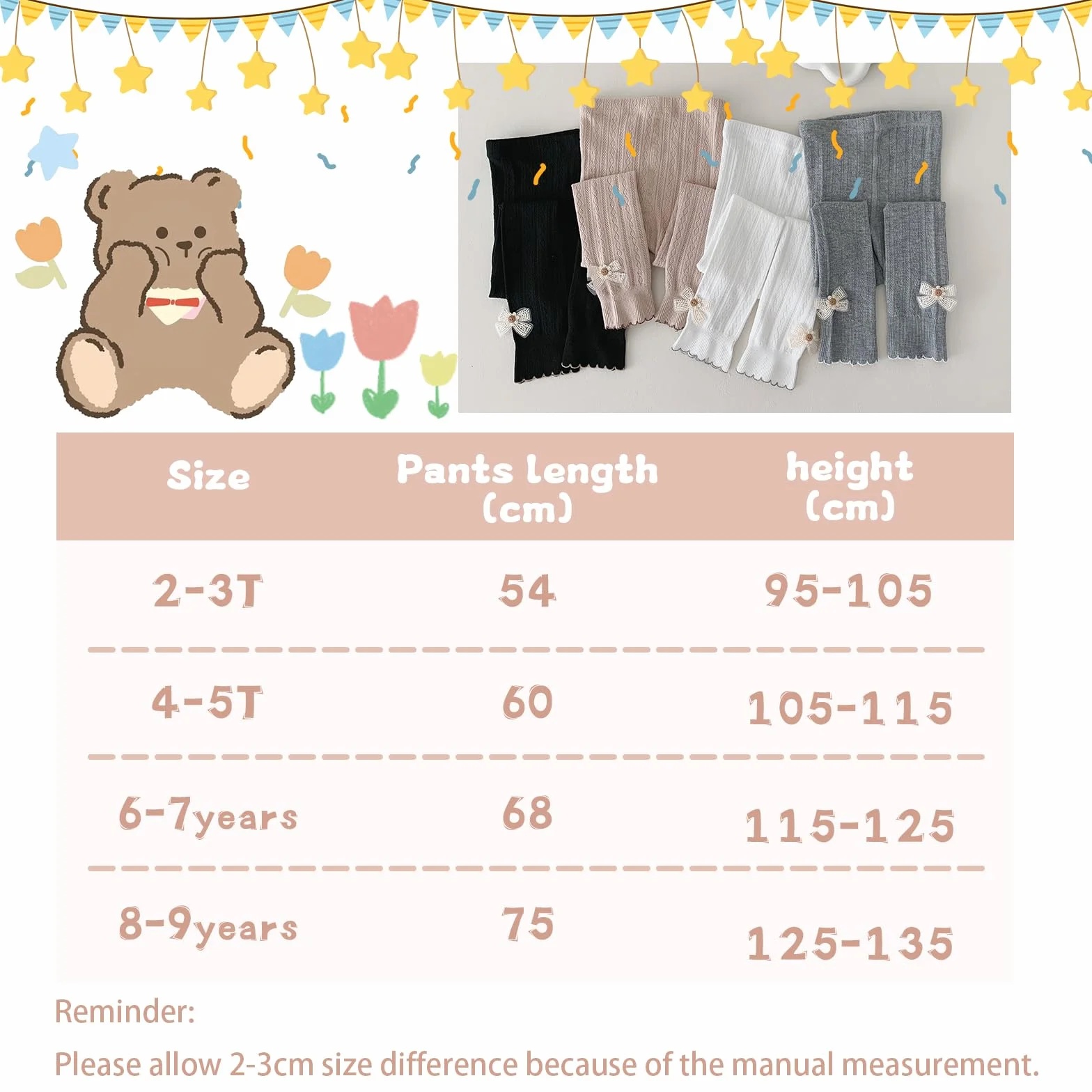 Leggings per Ragazze 2 Pezzi, Pantaloni Sportivi Morbidi da Balletto per Interni ed Esterni, Nero/Bianco/Grigio/Albicocca, 2-9 Anni
