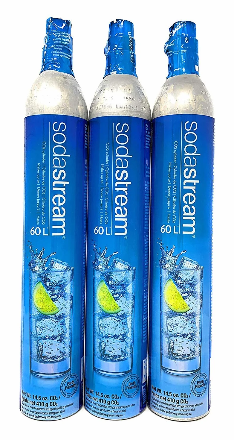 Sodastream set 3 bombole di ricarica gas CO2 60L per macchina carbonatatrice