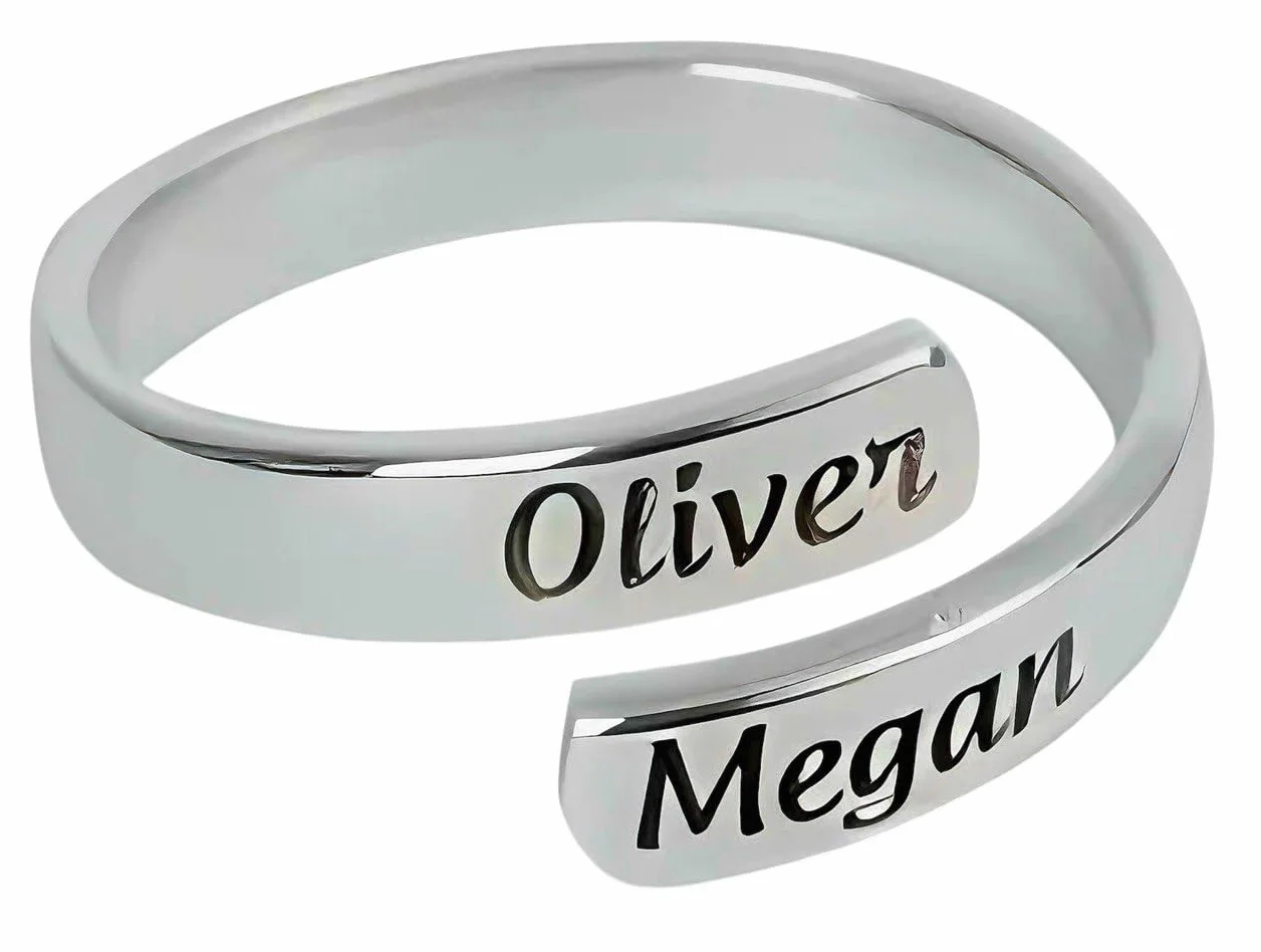 Anello Personalizzato con Incisione Nome Frase Data Regalo Romantico per Coppia