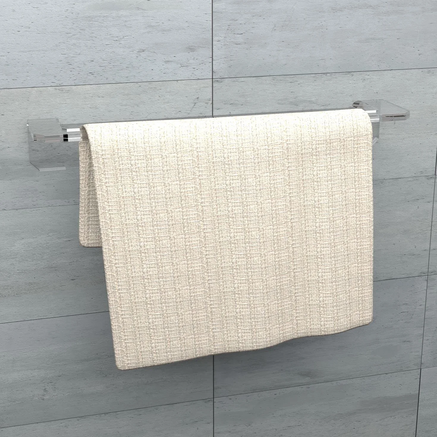 Porta Asciugamani Bagno Adesivo Vetro Acrilico Trasparente Portasalviette senza foratura
