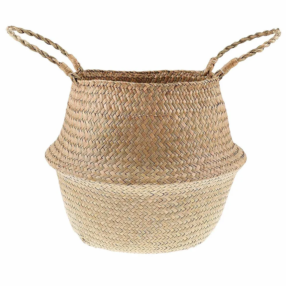 Cesto in Vimini per Piante con Alghe Intrecciate 38x33cm Decorazione e Conservazione