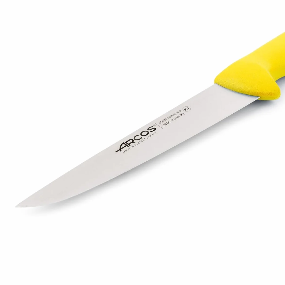 Arcos Serie 2900 Coltello Scannare Macellaio Bistecca Lama Acciaio Inossidabile Nitrum 200 mm Manico Polipropilene Giallo