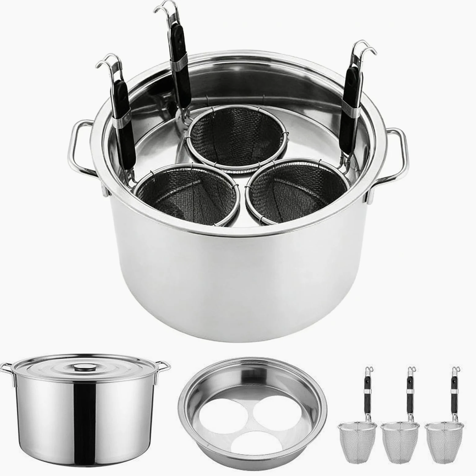 Pentola per Pasta con Colino Utensile Da Cucina In Acciaio Inossidabile | Pentola Alta con Colapasta Integrato Adatto A Casa Famiglie Impegnate Preparazione Pasti Feste