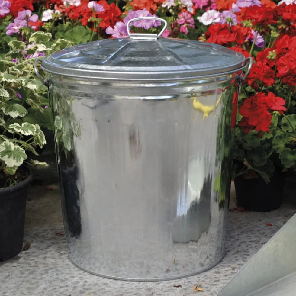 VERDELOOK Secchio in Zinco Rinforzato con Coperchio, capienza 35 lt, Contenitore