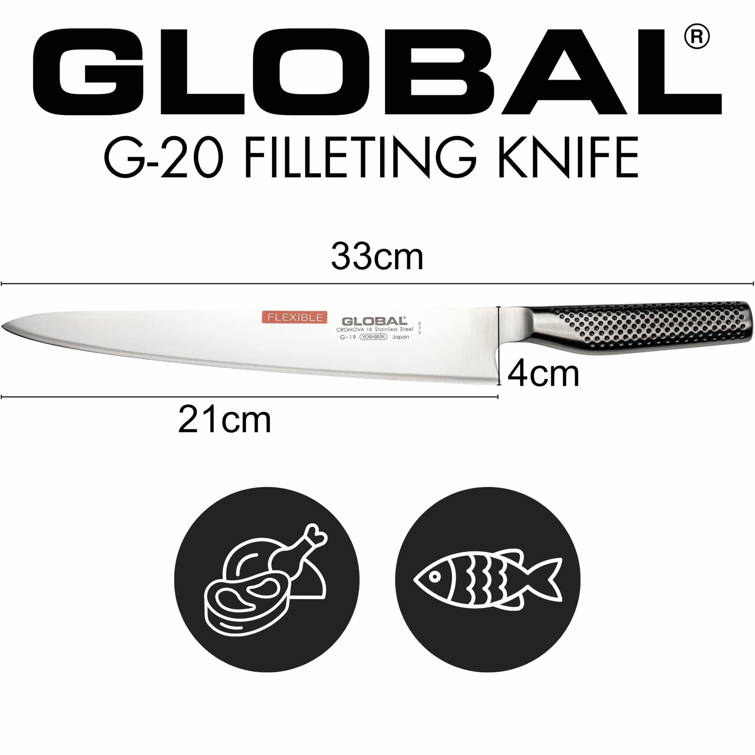 G-20 Coltello Globale Sfilettare 210 mm (8 ") Lama.